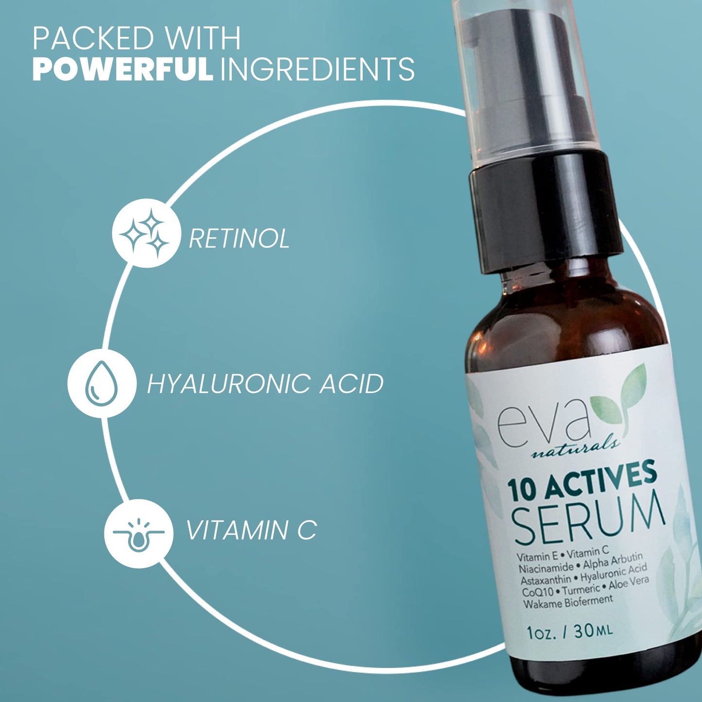 10 Actives Facial Serum (1oz) - Radiance & Tone Enhancing Complex - With Niacinamide, Vitamin C, and Hyaluronic Acid - Hydrating and Brightening Serum for All Skin Types