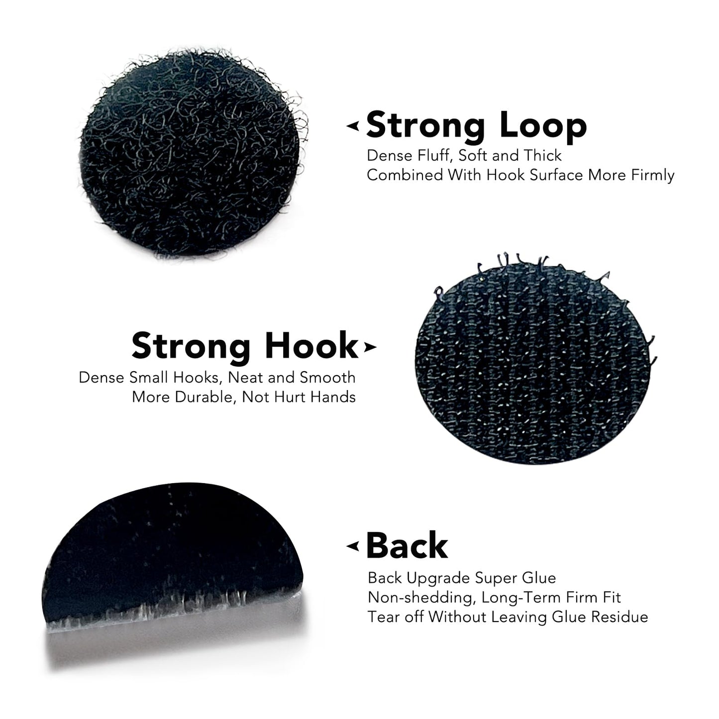 600pcs(300 Pairs) 0.59" Diameter Strong Sticky Round Nylon Dots, Hook and Loop Dots with Adhesive,Very Suitable for Classroom, Office, Home(Black)