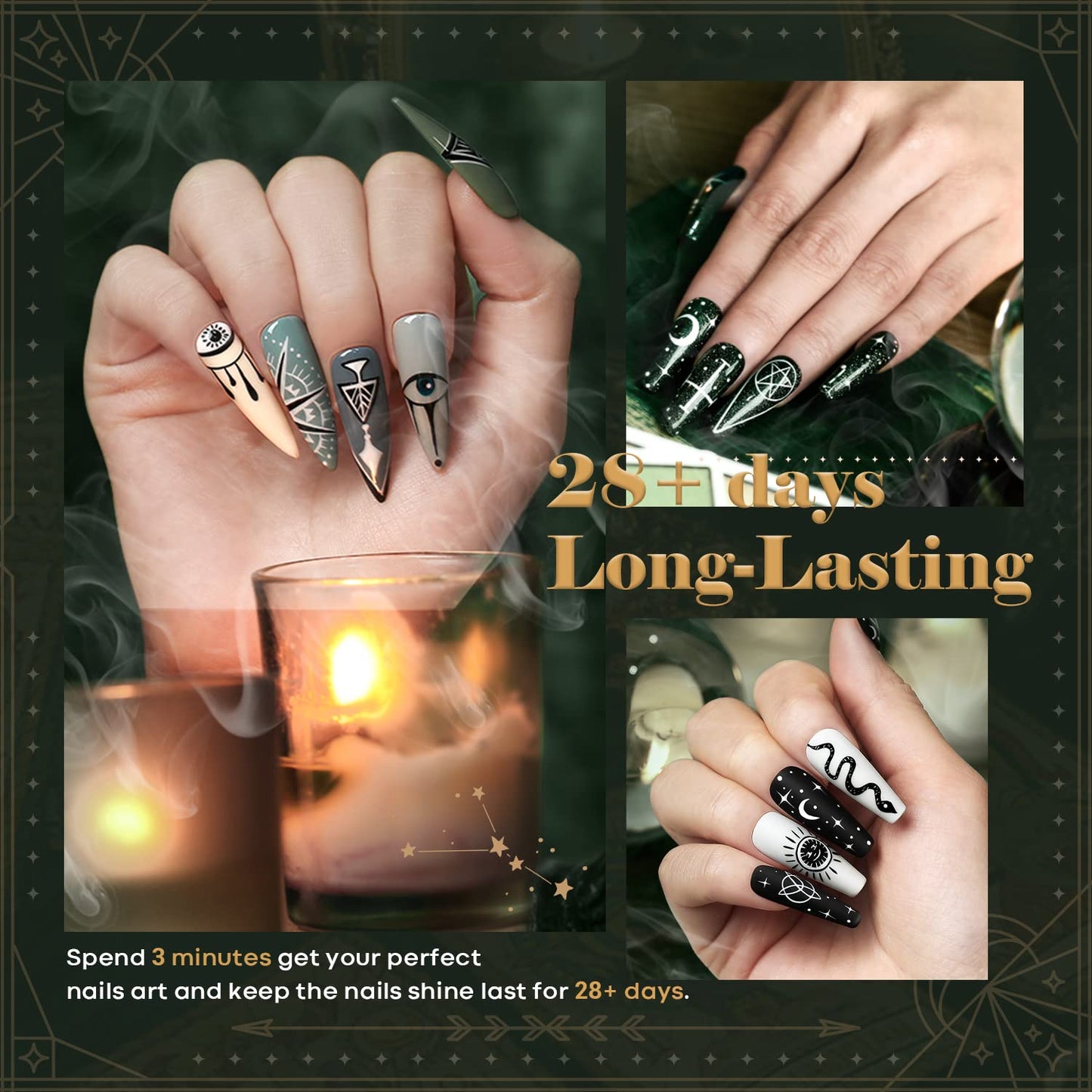 modelones 24Pcs Gel Nail Polish Kit, Lucky Tarot Collection 20 Colors Gel Polish Set Forest Green Grey Brown Nail Gel with Bond Primer Glossy & Matte Top Coat Base Coat Manicure Gifts