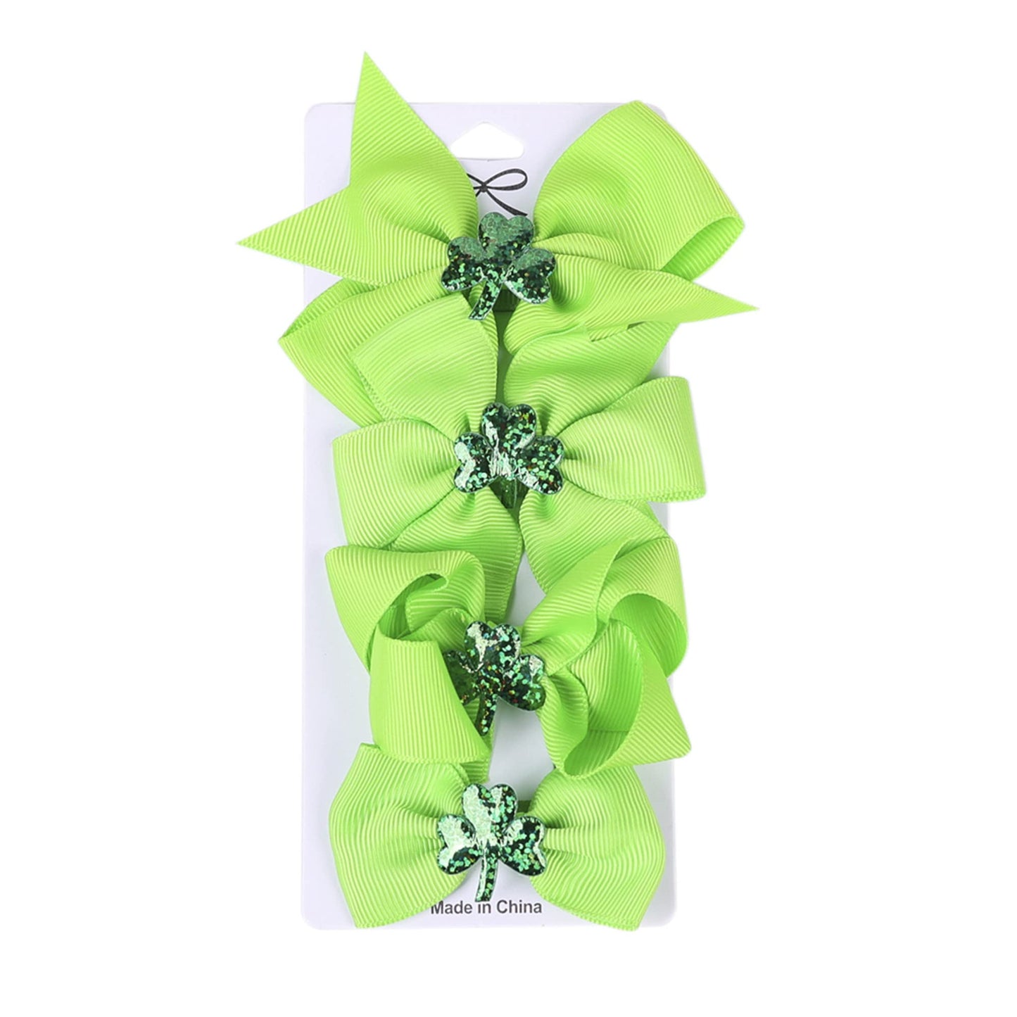 St. Patrick's Day Green Party Accessory Green Shamrock Hair Band Bow Hairpin Hairclips(SPJ1) (St. Patrick's A)