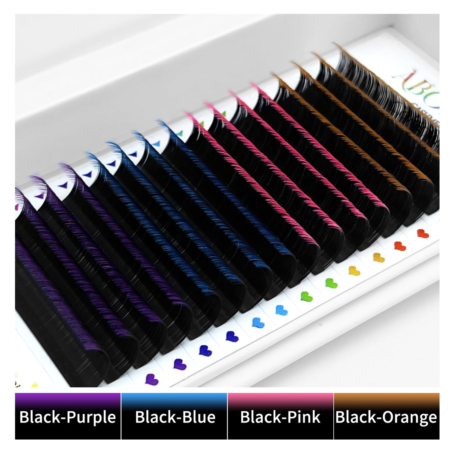 Colored Lash Extensions, 16 Rows Cashmere lash extensions, 0.07 D Curl Lash Extensions, 16mm Classic Lash Extensions, Single Lash Extensions for Professional(0.07-D-Black Ombre 16mm)