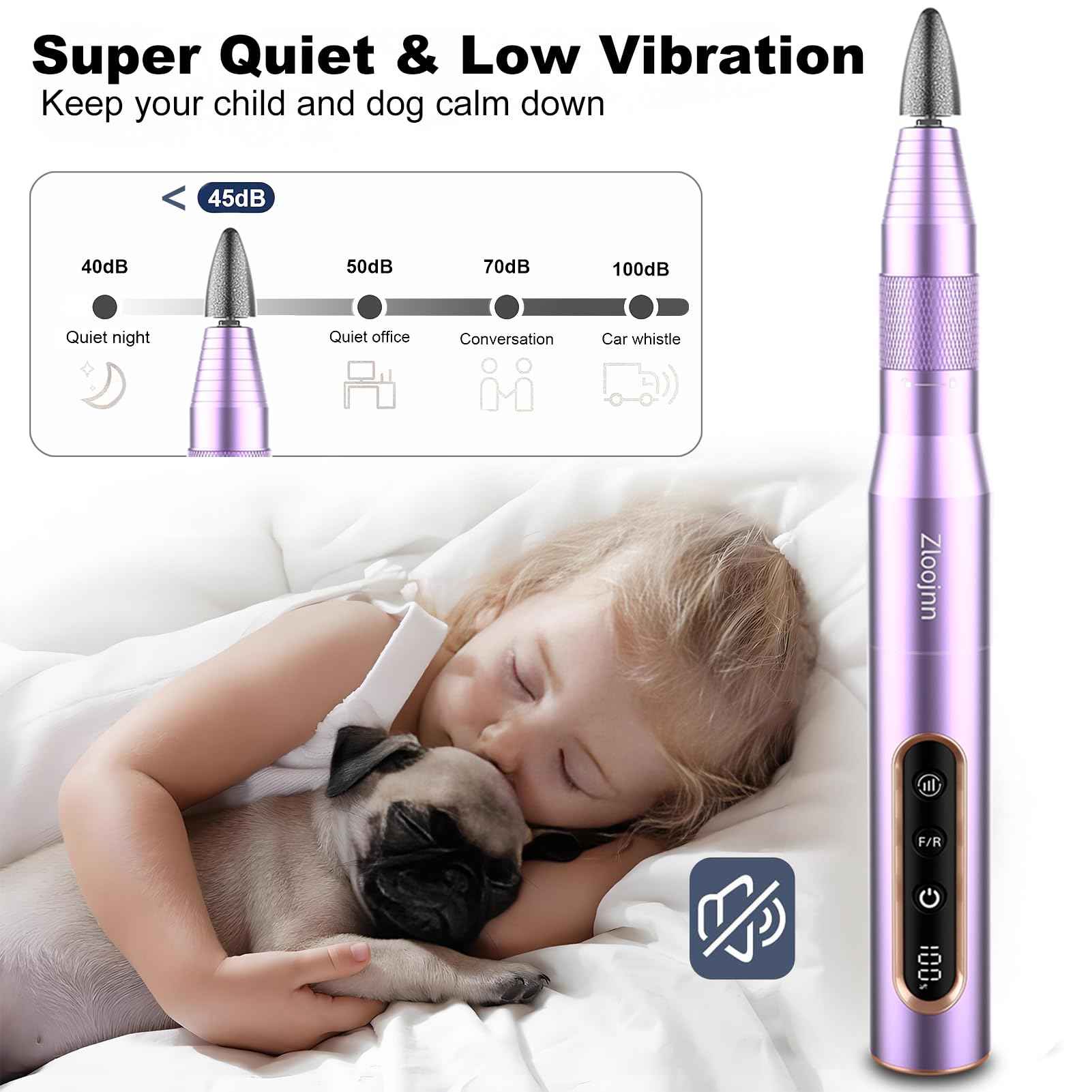 Professional Electric Nail Drill Kit,30000RPM Alloy Electric Nail File for Acrylic Nails Gel Polishing Callus Remover,LED Display,12 in 1 Cordless Quiet Manicure Pedicure Kit for DIY,Home Salon Use