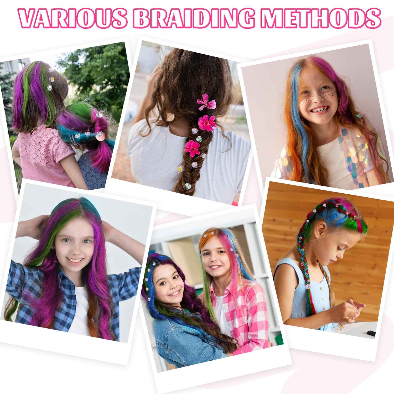 Temporary Hair Chalk with Hair Gem Stamper Kit, Hair Styling Tool with REUSABLE Shining Diamonds, Washable Hair Chalk Hair Color Dye for Girls, Toys Gifts for Girls 3 4 5 6 7-12