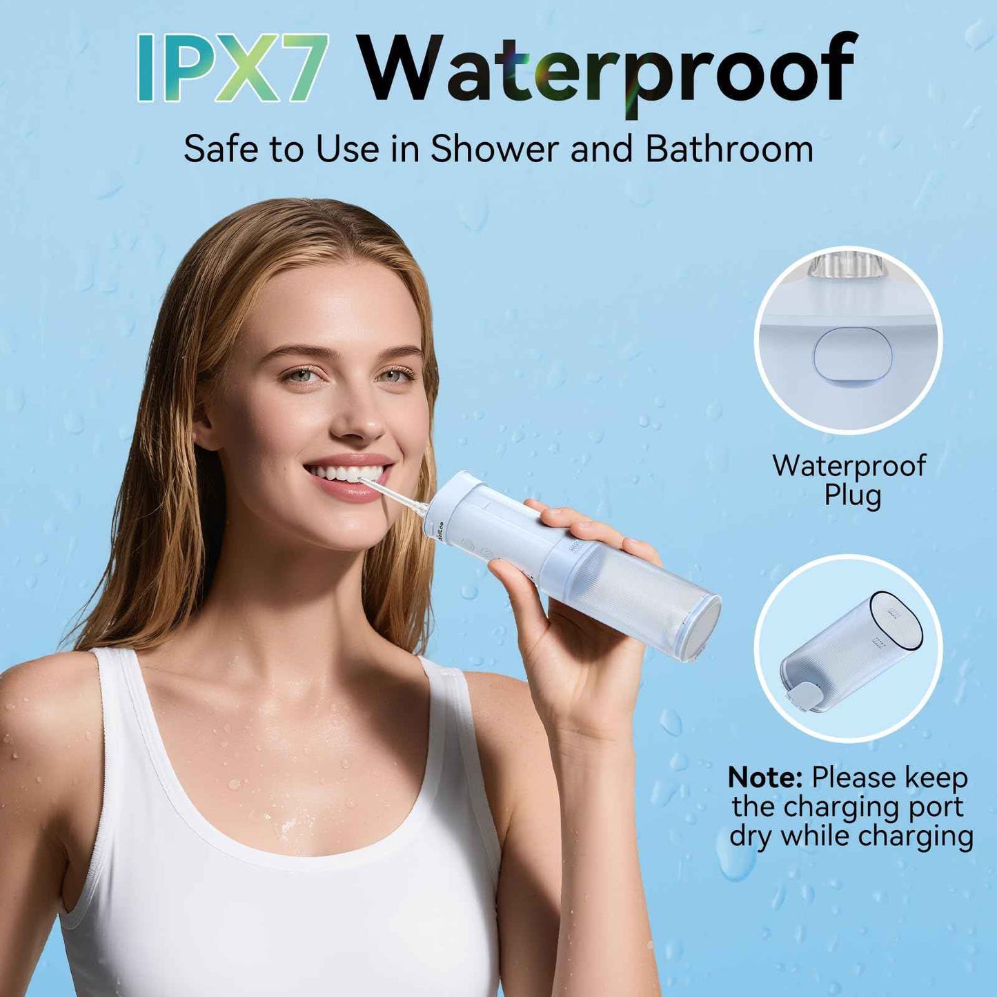 WellLeo Mini Water Flosser for Teeth,Travel Dental Flosser Picks, Portable Oral Irrigator with Telescopic Water Tank, 5 Modes IPX7 Waterproof Tooth Flosser for Brace, Sensitive Teeth, with Storage Bag