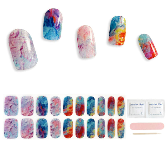 ACROIN Semi Cured Gel Nail Strips Nail Wraps 20 Stickers Need Cured, Salon-Quality, Long Lasting, Easy to Apply & Remove, Includes Cleaning Pad, Nail File, Wooden Stick - Painting