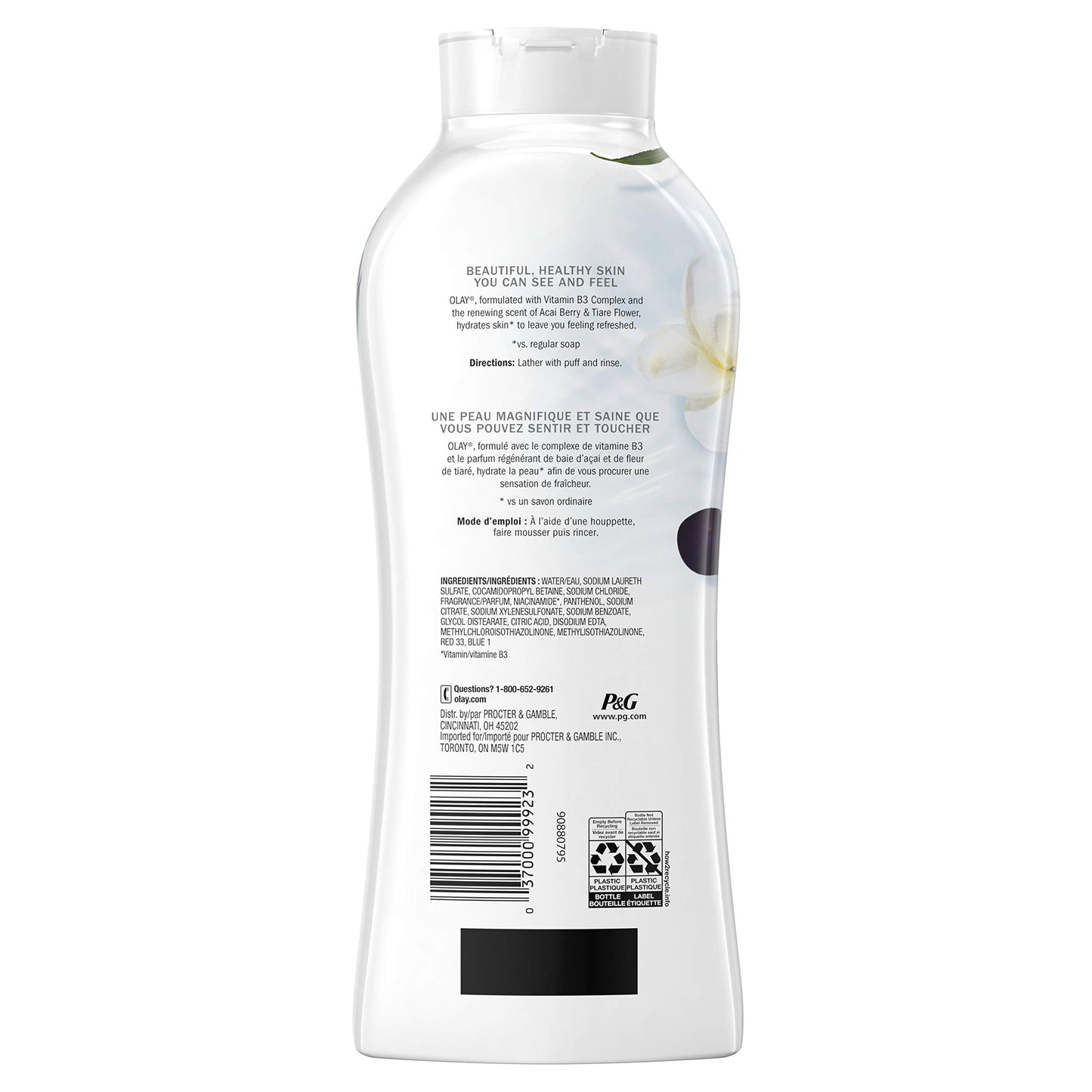 Olay Fresh Outlast Revitalizing Acai & Tiare Flower Body Wash, 22 Fluid Oz (Pack Of 4)