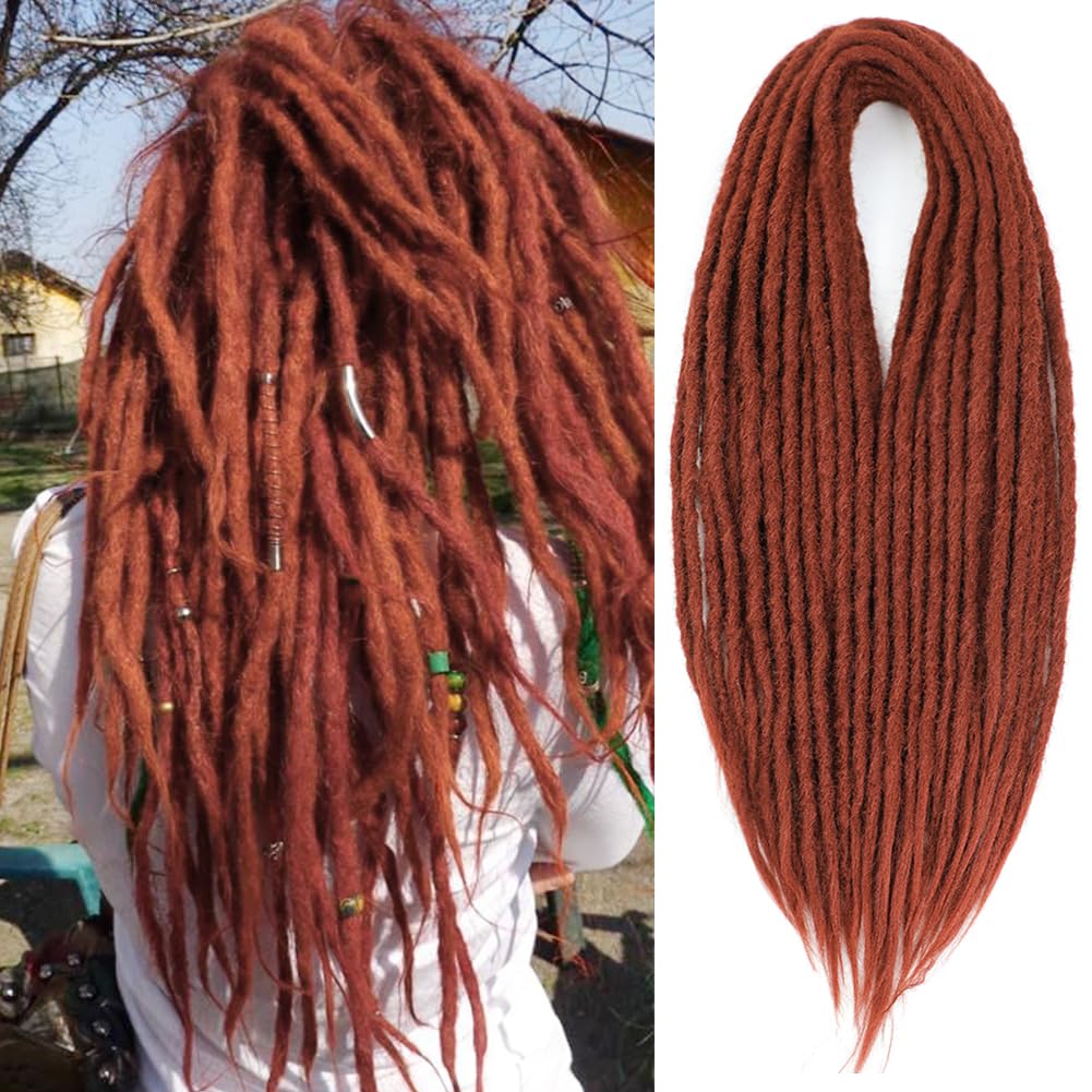 BUFENGSUN Straight Dreads Synthetic Double Ended Dreadlock Extensions 24inches 5 Strands Width 1.2cm Soft DE Dreadlocks Extensions for Women (5 Strands, #350)