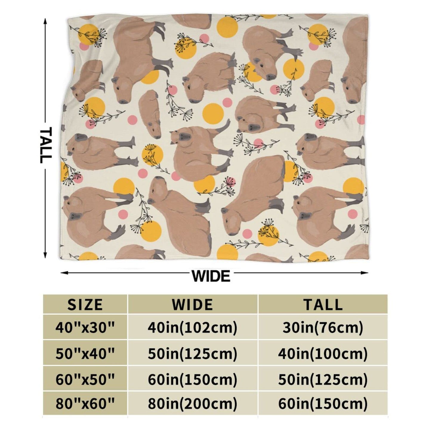 Yossyaog Capybaras Blanket Capybara Gift Party Decorations Plush Blanket for Bedroom Couch Sofa Kids Adults All Seasons, 60"x80"