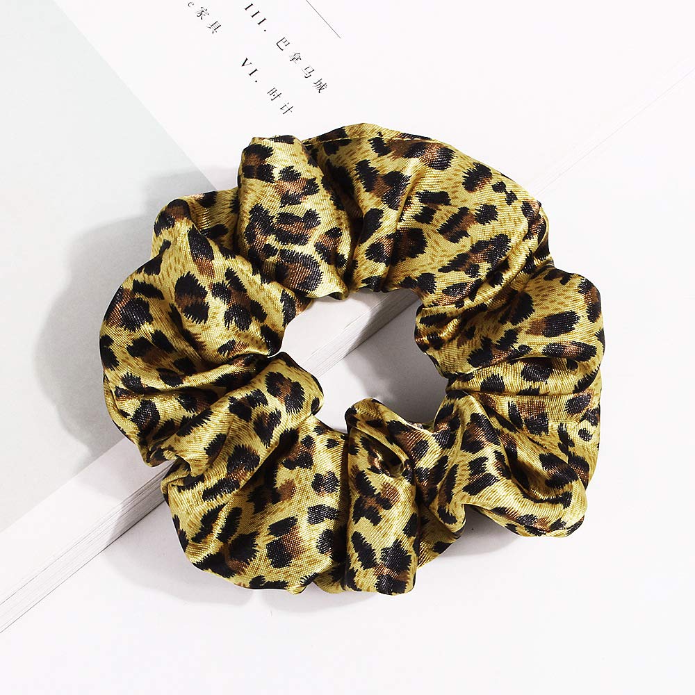 6 Pack Women's Animal Style Leopard Print Hair Scrunchies Cheetah Scrunchie Leopard Hair Ties Chiffon Ponytail Holder Elastic Bobbles (6 PCS Leopard Scrunchy A)