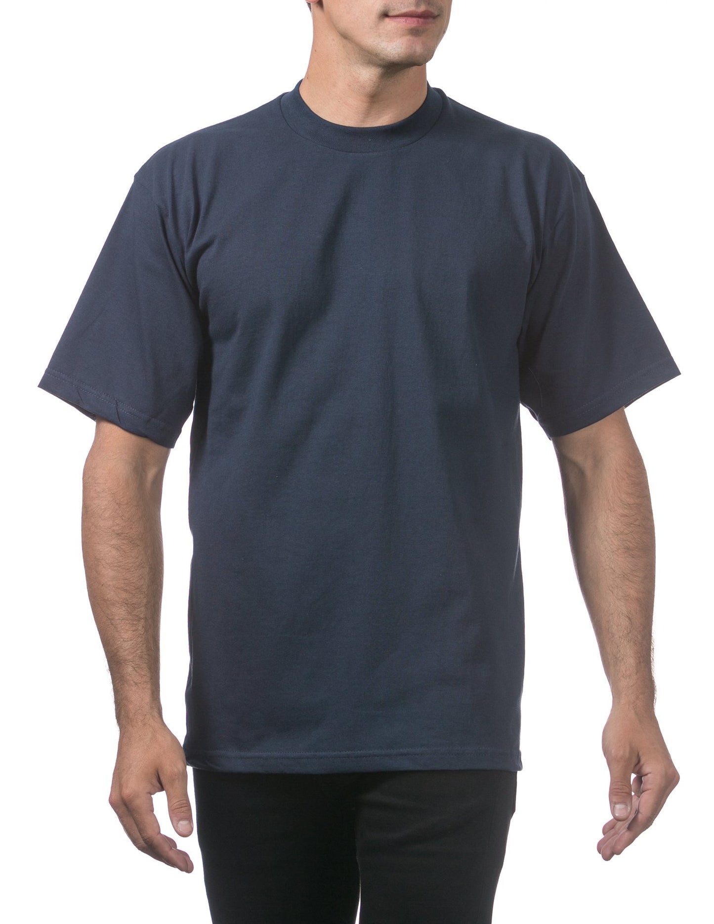 Pro Club Men's Heavyweight Cotton Short Sleeve Crew Neck T-Shirt, Navy, Small