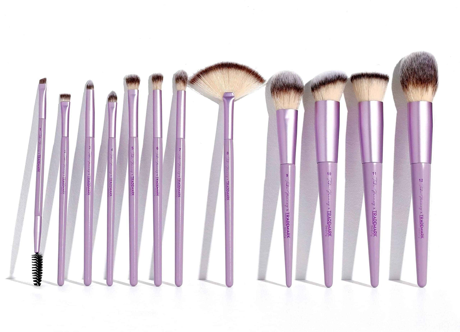 Trademark Beauty The Essentials Makeup Brush Collection - Makeup Brushes, Synthetic Bristles, Blending, Shading, Contour - Lavender, 12-Piece Set