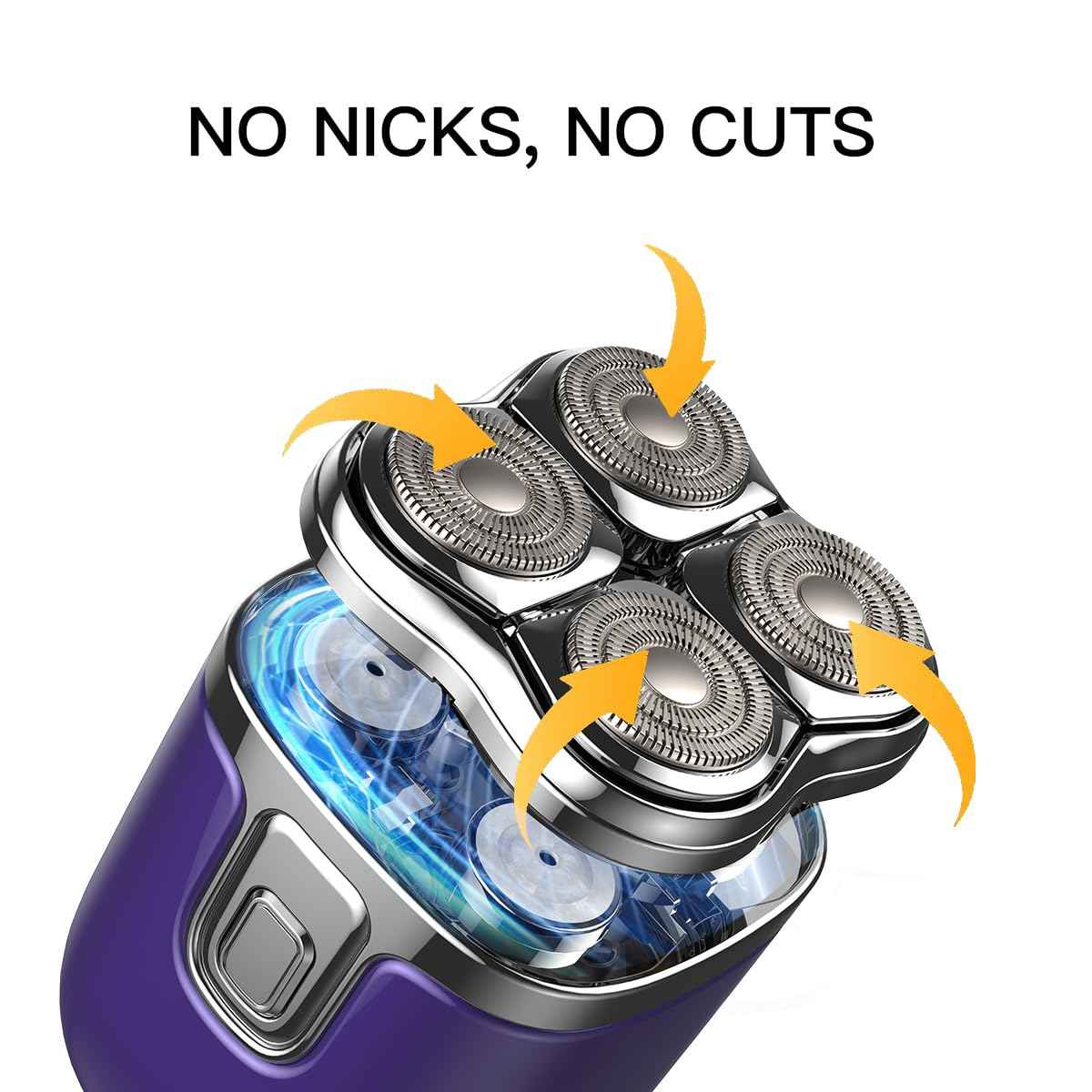 4-Blade Rotary Shaver for Men - Waterproof Electric Razor for Head Shaving & Face, Wet/Dry USB-C Rechargeable with LED Display, Detachable Trimmer Heads for Bald Men & Sensitive Skin