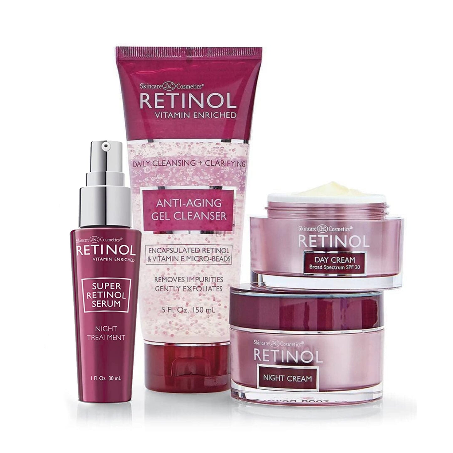 Retinol Anti-Aging Starter Kit – The Original Retinol For a Younger Look – [4] Conveniently Sized Products Perfect For Travel or First Time Try – Cleanse, Treat, Repair & Hydrate On-The-Go