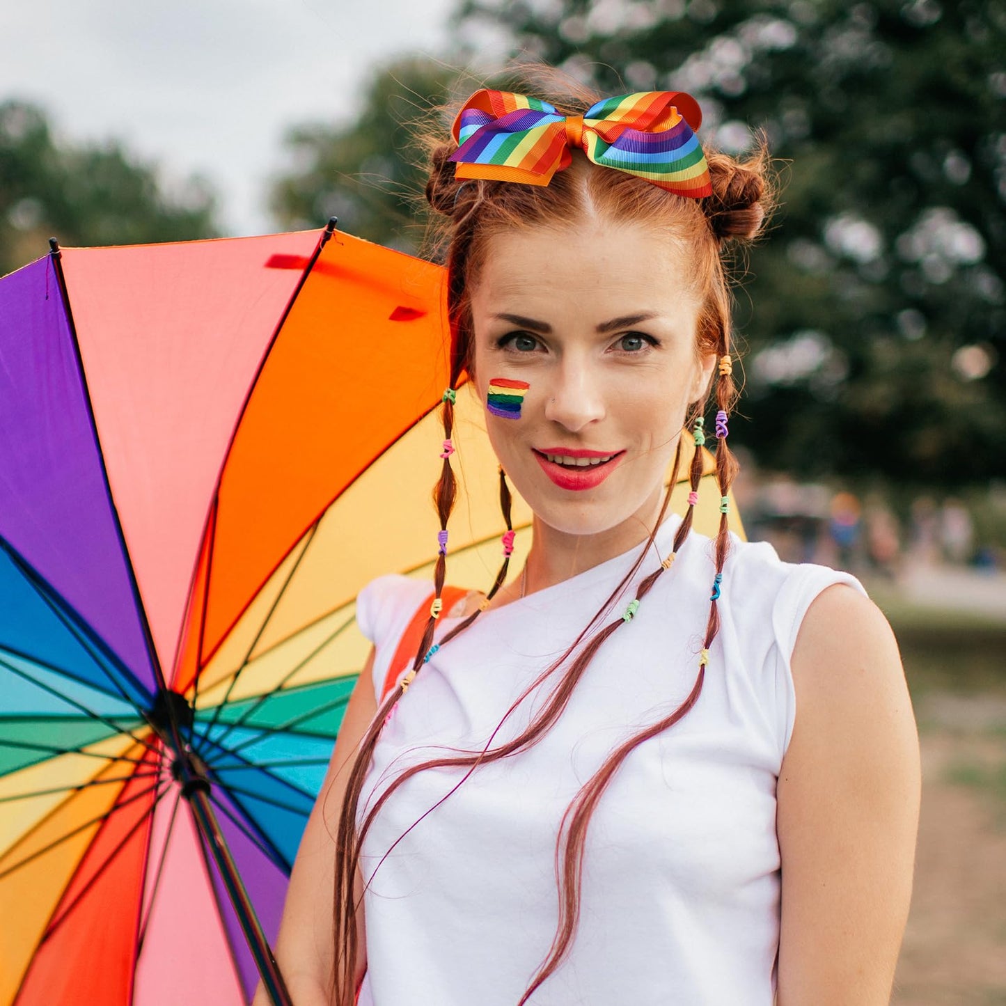 6 inch Big Rainbow Hair Bow Clips Hair Barrettes Alligator Hairpins for Girls Women Rainbow Pride Month Parade Outfit Decor Accessories Wedding Summer Holiday Gift