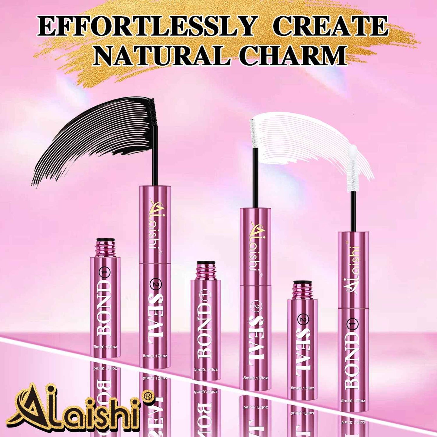 AILAISHI Lash Clusters Glue, Eyelash Bond and Seal, Long-Lasting 150H Waterproof, Non-Irritating Lash Extension Glue for DIY Individual Lashes at Home (Black-5ml+5ml)