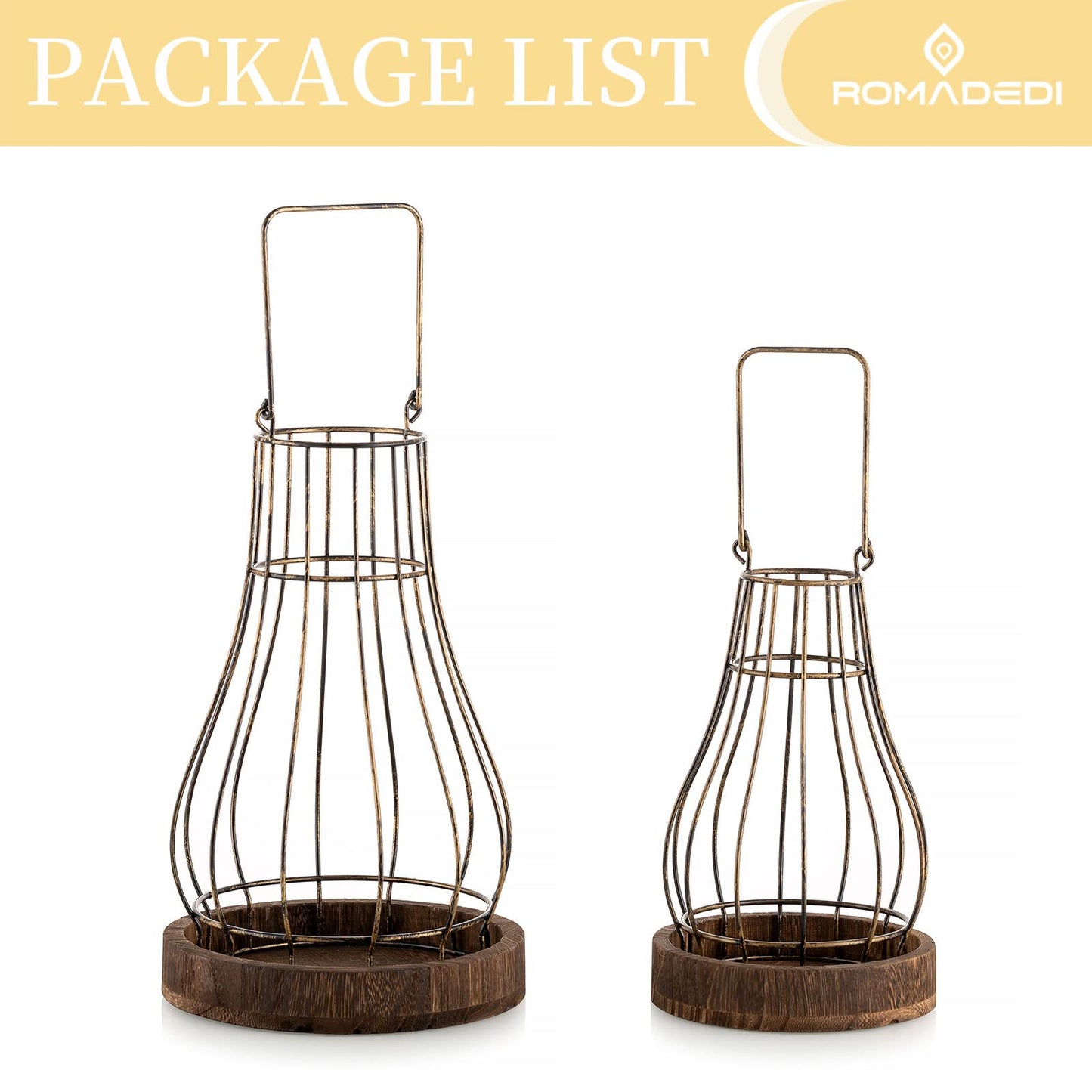 Romadedi Lantern Farmhouse Home Decor - Rustic Candle Holders Decorative Lanterns for Candle Living Room Kitchen Dining Coffee Table Fireplace Mantle Outdoor