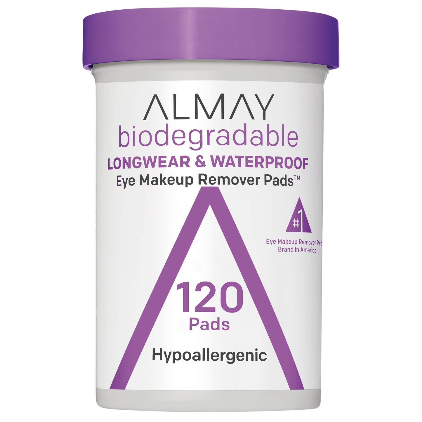 Almay Biodegradable Makeup Remover Pads, Longwear & Waterproof, Hypoallergenic, Fragrance-Free, Dermatologist & Ophthalmologist Tested, 120 count