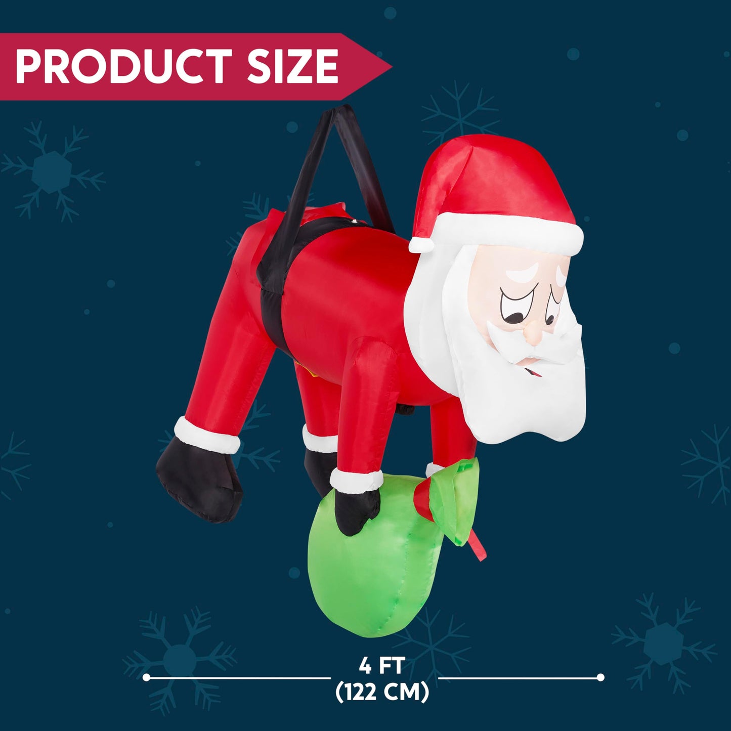 Joiedomi 4 FT Long Christmas Inflatables Santa Hanging On A Tree, Outdoor Christmas Decorations with Build-in LEDs, Blow Up Inflatables for Christmas Party Outdoor Yard Garden Lawn Winter Decorations