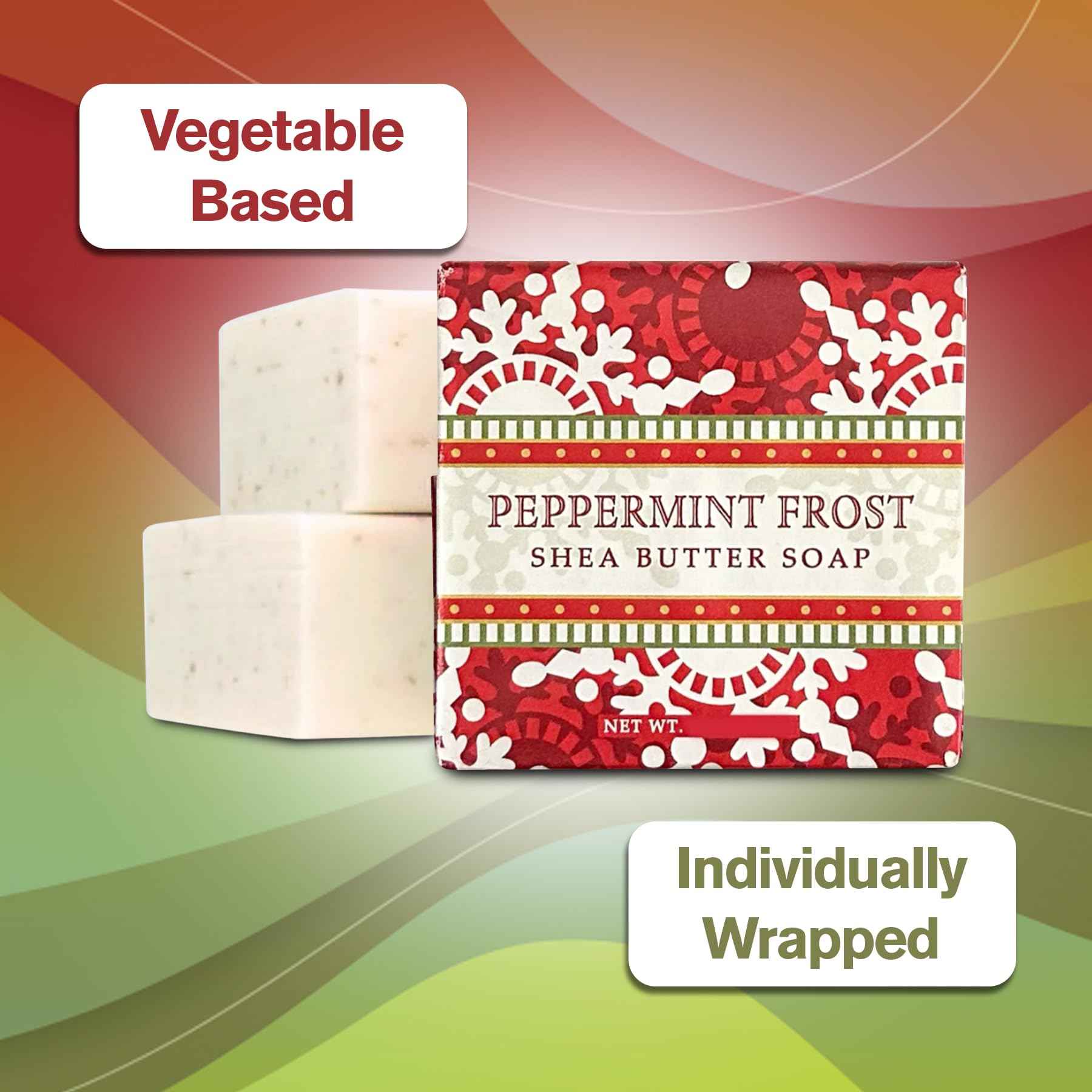 Greenwich Bay Mini Botanical Soap Bars – 12 Pack 1.9 oz Each – Individually Wrapped Guest Soaps for Airbnb, Spa, Travel, Bath – Travel Size Bar Soap Set, Peppermint Frost