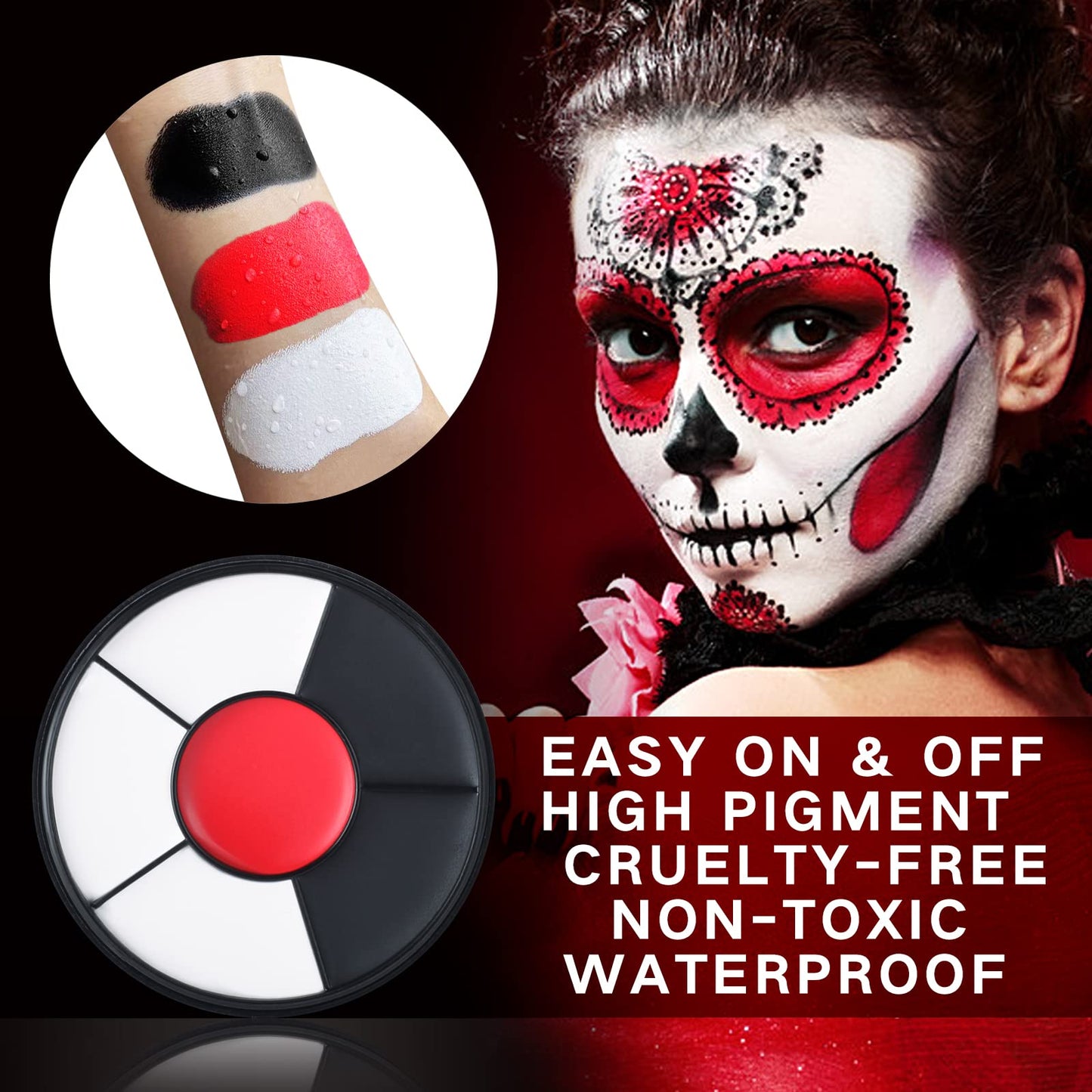 Go Ho Liquid Latex and Scar Wax Kit for Halloween SFX Makeup,White Black Red Color Wheel for Clown Zombie Face Body Paint,Coagulated Blood Gel and Spatula Sponges