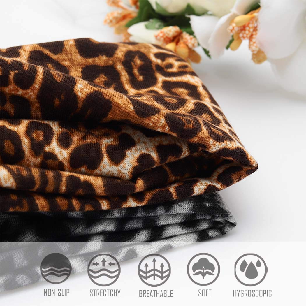 Fashband Boho Leopard Print Headbands Criss Cross Knotted Hair Bands Elastic Stretchy Twist Head Wraps Yoga Outdoor Head Scarfs Headpiece for Women Girls (Pack of 4)