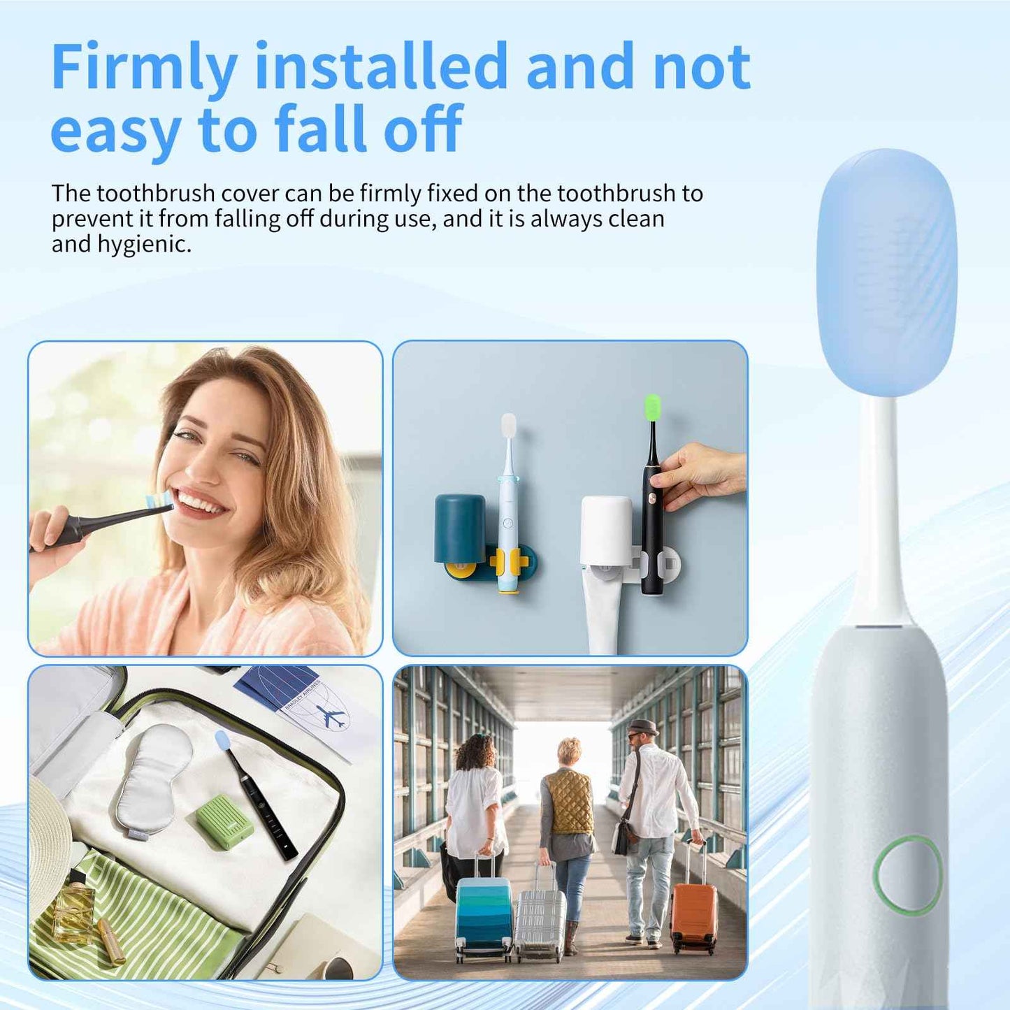 HEBEILF 6 Pcs Toothbrush Covers Toothbrush Covers Caps，Replaceable Electric Toothbrush Head Cover Silicone Toothbrush Protector Cap for Household Travel, Bathroom, Gym，Camping