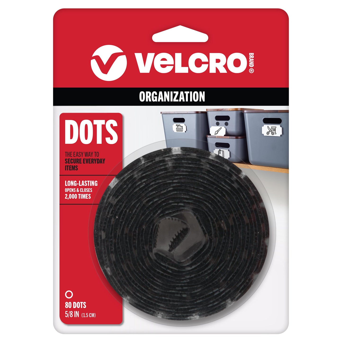 VELCRO Brand - Sticky Back Hook and Loop Fasteners | Perfect for Home or Office | 5/8in Coins | Pack of 80 | Black