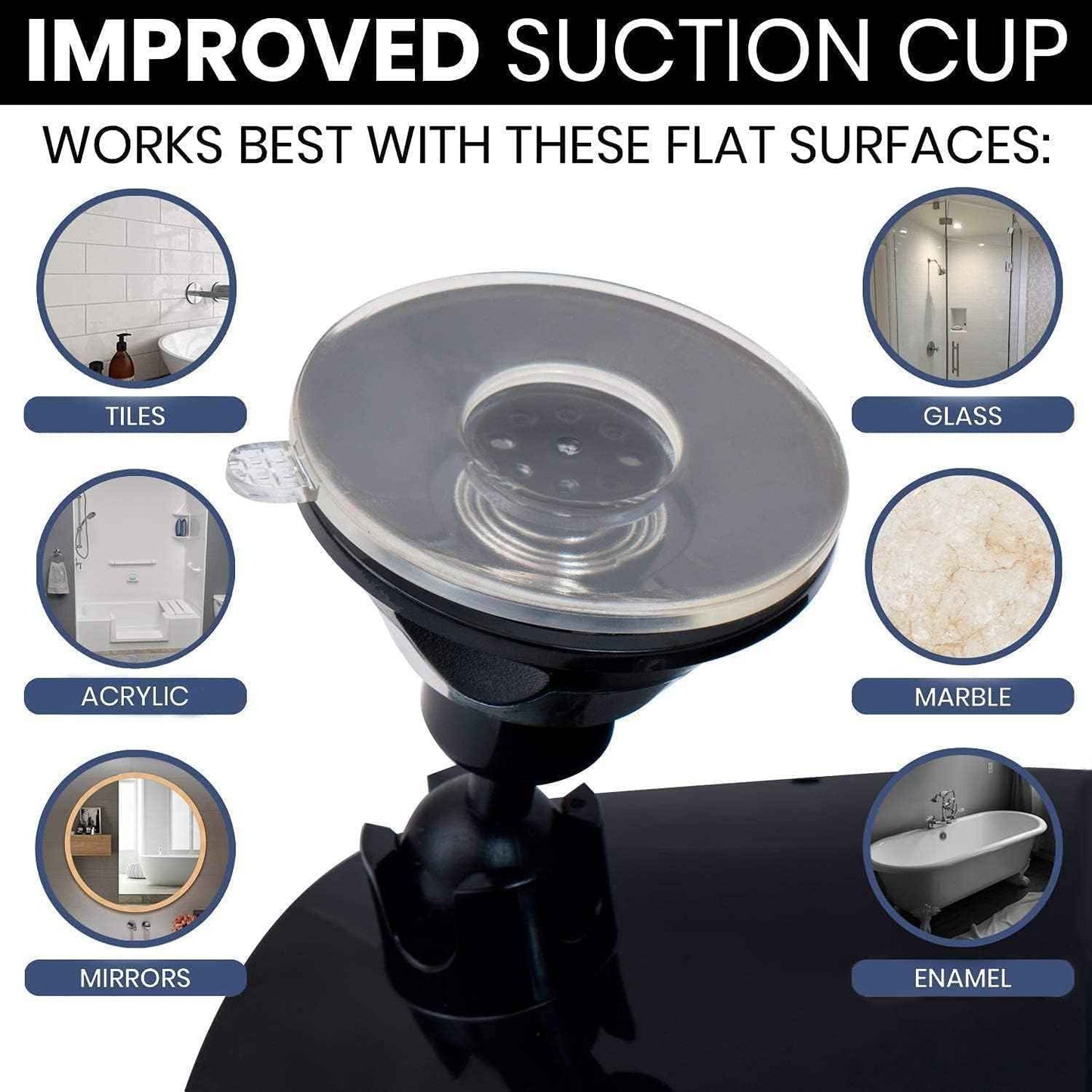 MIRRORVANA Dual Antifog Shower Mirror for Shaving - Shatterproof Mirror with Razor Holder, Upgraded Suction, 360° Swivel (8" Round, Black)