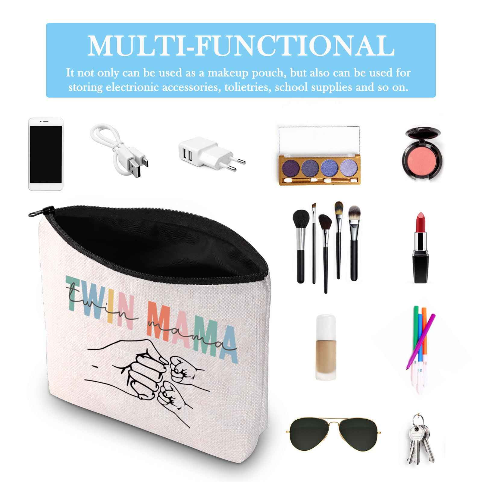 Twin Mama Gift Mom Of Twins Gift Makeup Bag Mommy To Be Gift New Mom Travel Pouch Mothers Day Gift from Twins (Twin Mama Bag)
