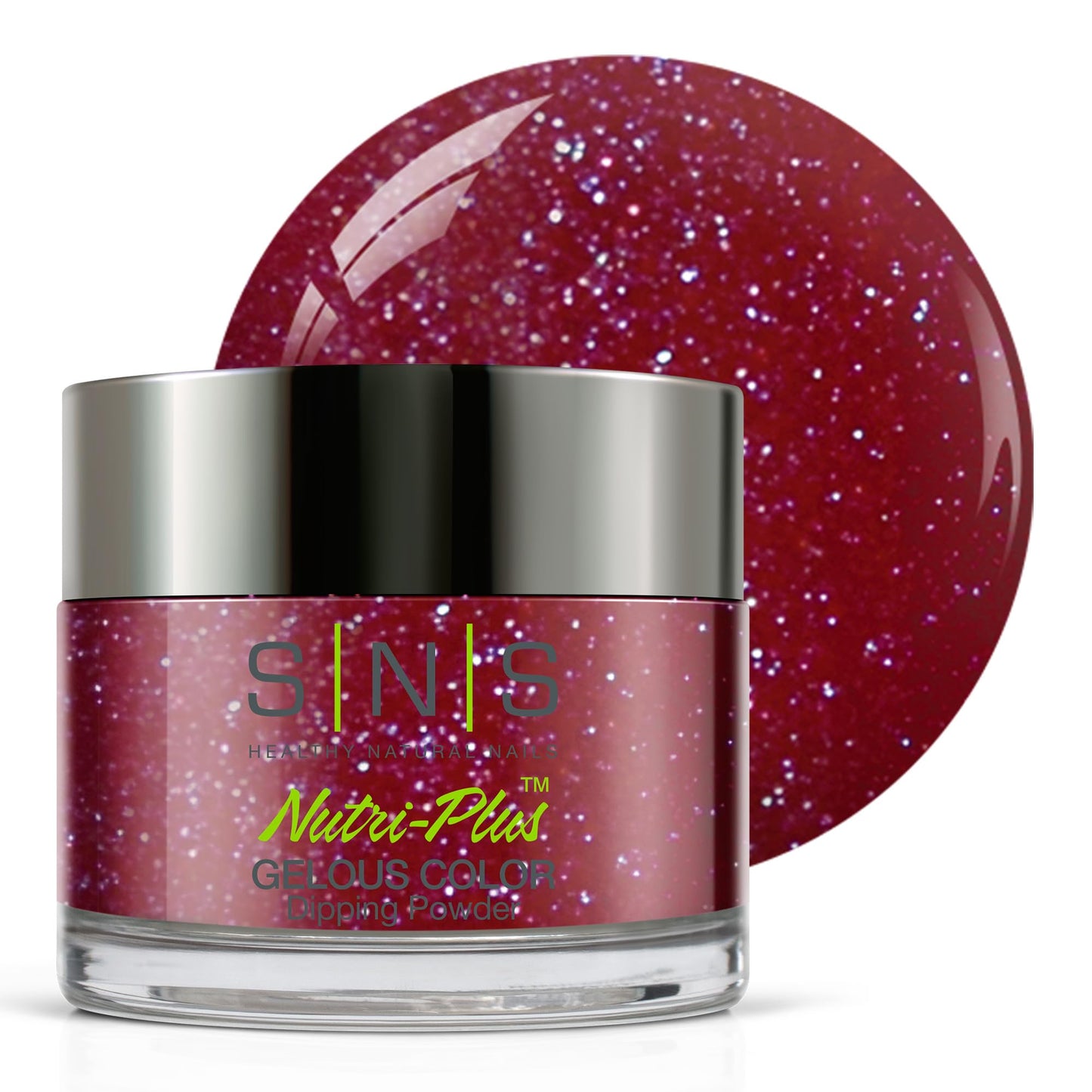 SNS Nail Dip Powder, Gelous Color Dipping Powder - Yabba Dabba Doo (Wine/Burgundy, Shimmer) - Long-Lasting Dip Nail Color Lasts 14 Days - Low-Odor & No UV Lamp Required - 1 OZ