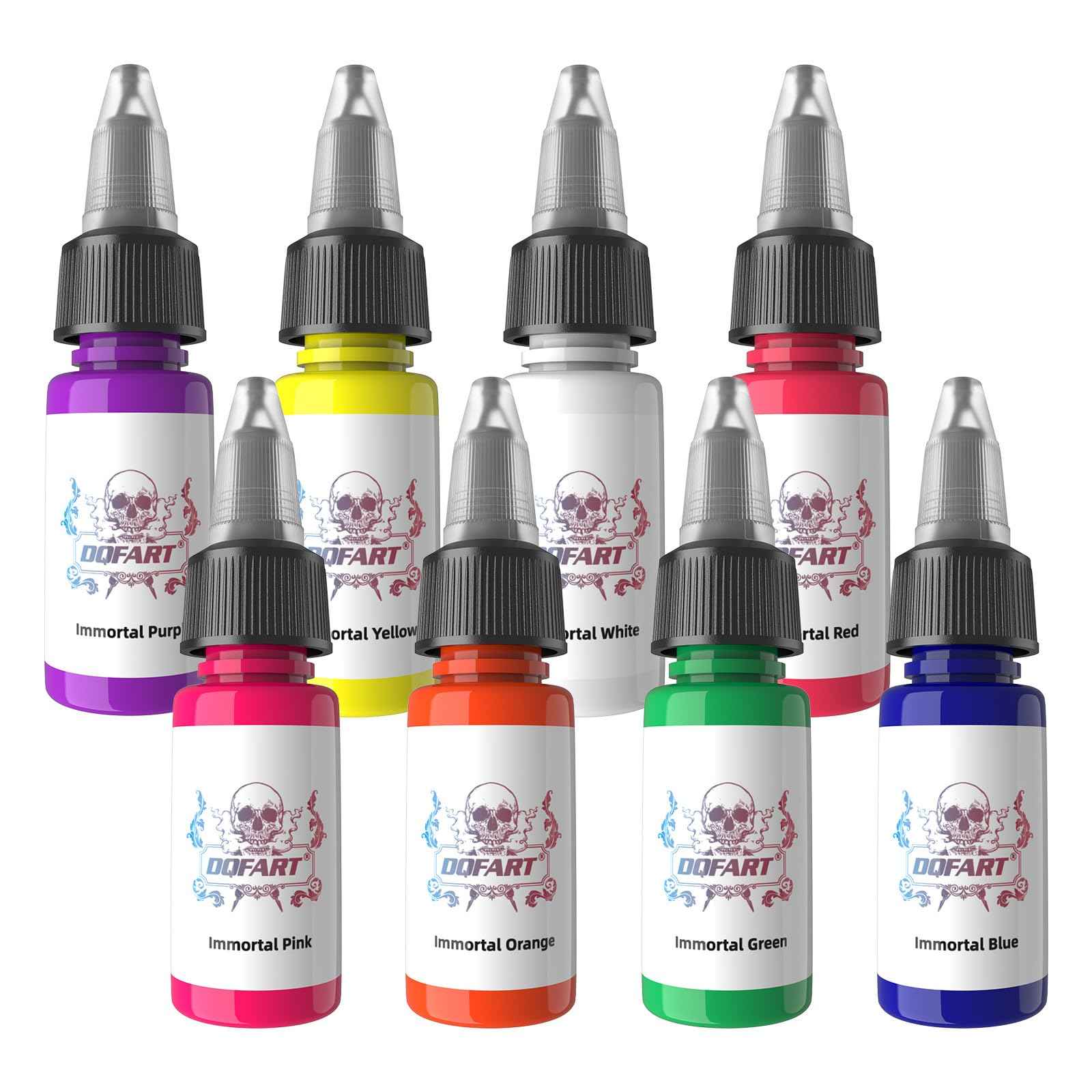 8 Colors UV Tattoo Ink Set,15ml Professional Fluorescent Ink Glow in The Dark Tattoo Ink Blacklight Ink,0.5oz/Bottle Neon Tattoo Ink Invisible