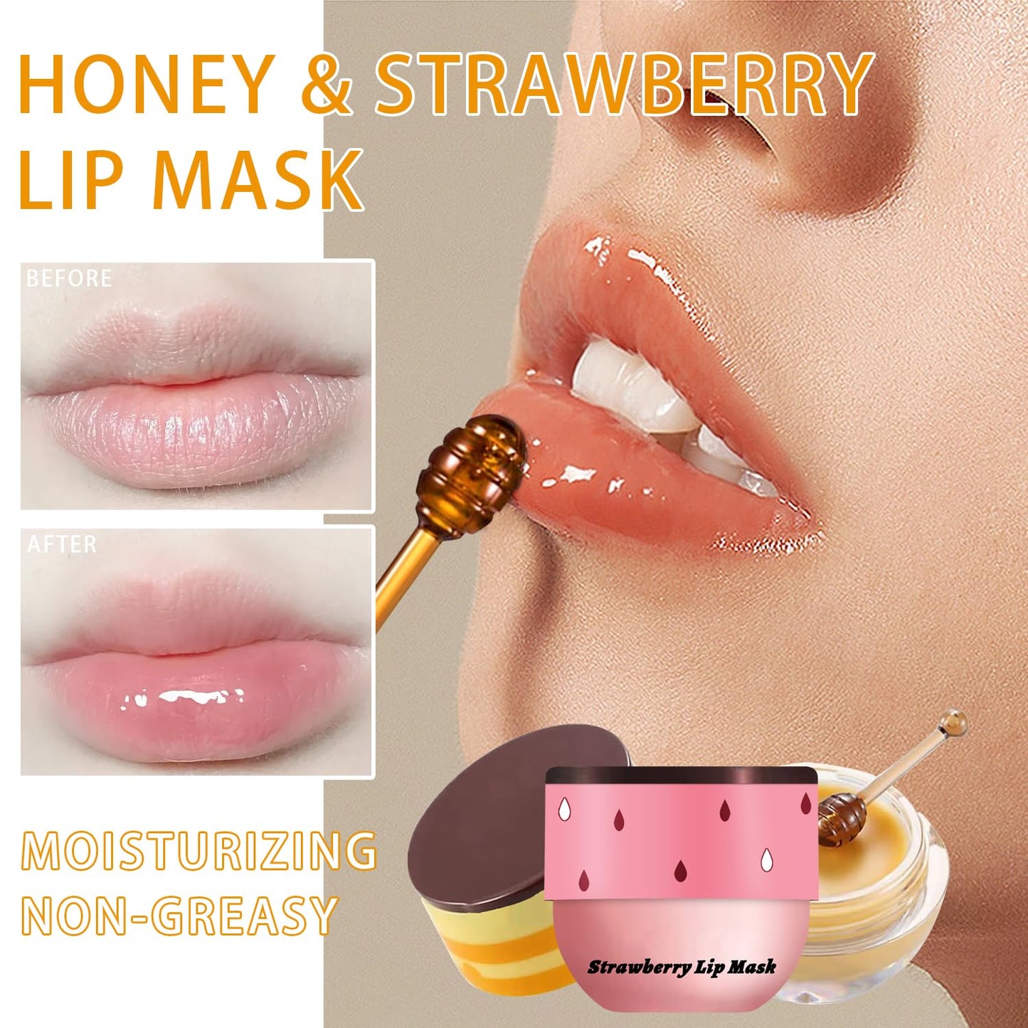 2 Pcs Strawberry Lip Sleeping Mask, Lip Mask Overnight Lip Balm Lip Exfoliate with Stick, Moisturizing Sleeping Lip Mask Day & Night Lip Care - Hydrate Repair Prevent Dry Cracked Scrub (2 Strawberry)