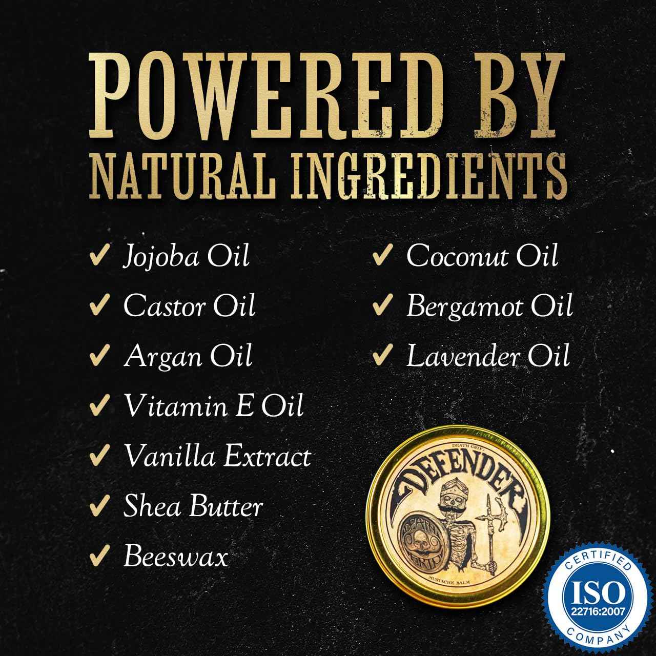 Defender Mustache Balm 2oz and Platinum Comb Set | Mens Grooming Set for Mustaches