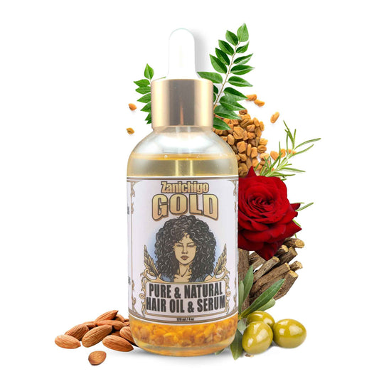 Zanichigo Gold Hair Oil – Fenugreek Strengthening Serum for Dry, Damaged, Frizzy & Coarse Hair | Anti-Hair Fall | Anti-Hair Loss Hair Growth Oil Treatment | All-Natural | 2 Ounce