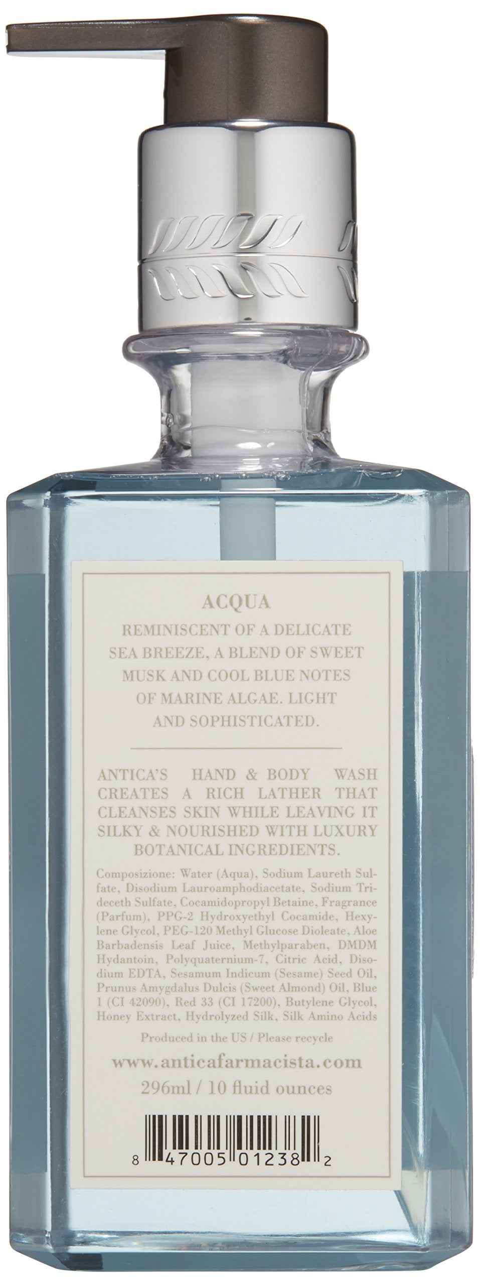 Antica Farmacista Hand & Body Wash - Luxury Nourishing Body Wash - Hydrating Hand Cleansing Wash - Bath & Body Gift - Acqua, 10 fl oz