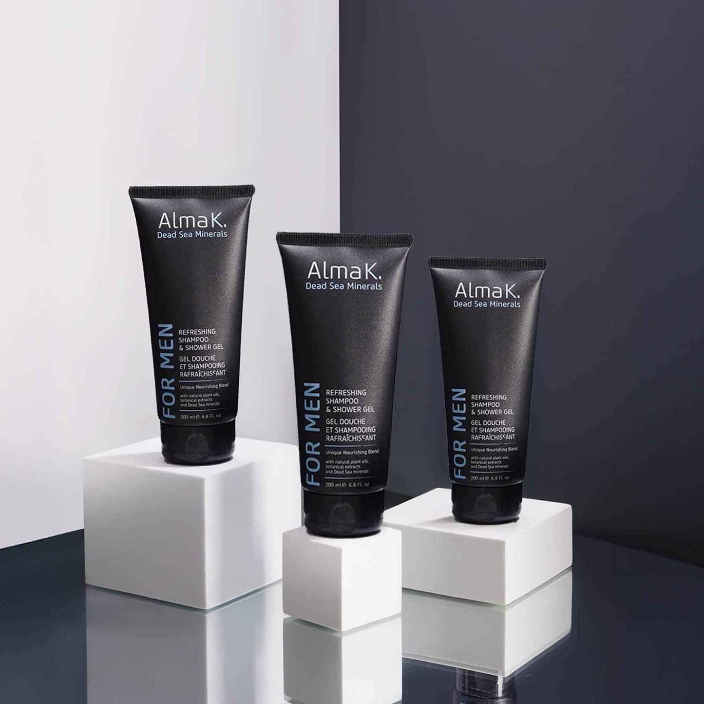 ALMA K Refreshing Shampoo and Shower Gel - 2 in 1 Mens Body Wash and Clarifying Shampoo - Antioxidant-Rich with Argan Oil, Dead Sea Minerals - 6.8 oz (Pack of 2)