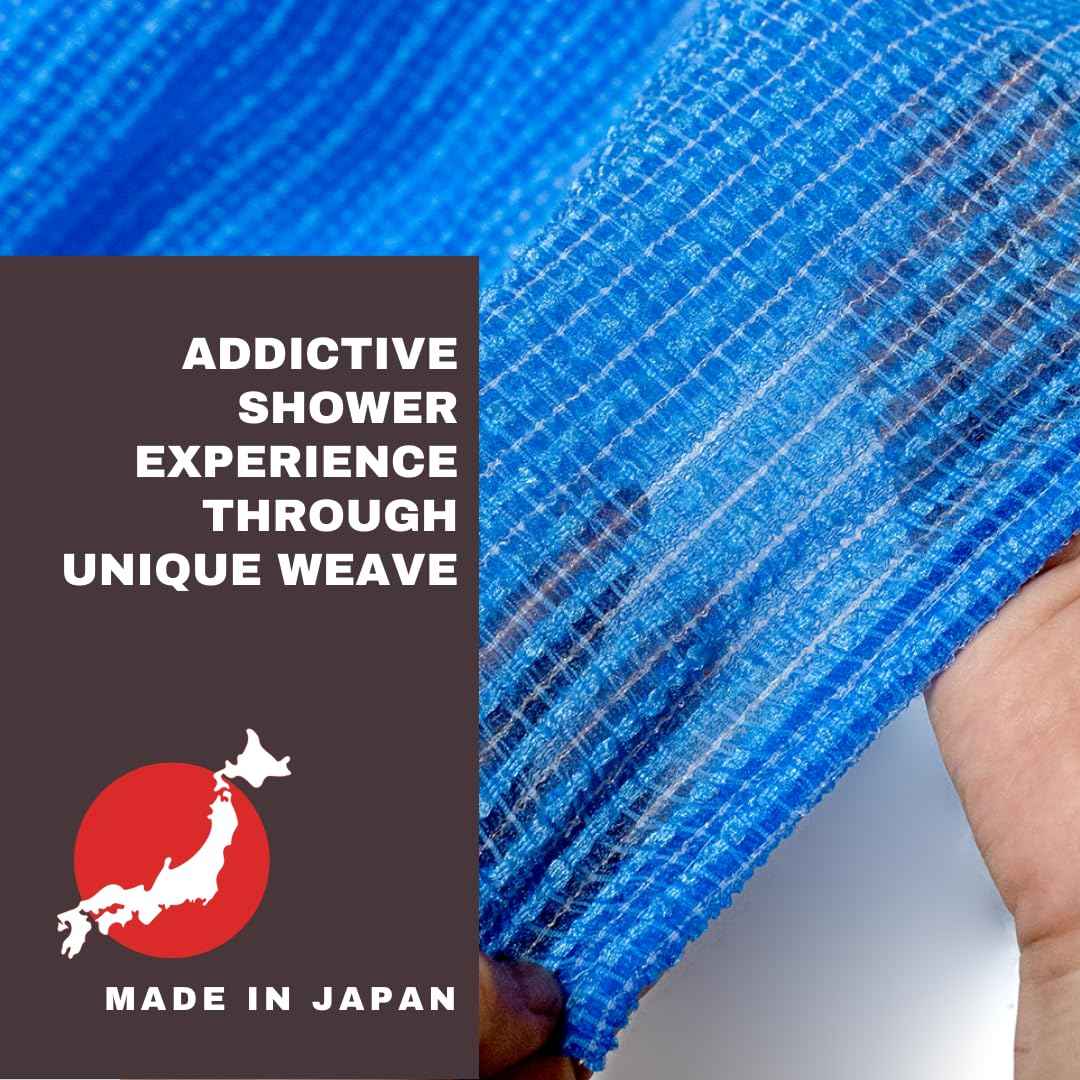 Samurai Cleanz, Resistant Exfoliating Washcloth for All Skin Types, Exfoliating Shower Towel, Premium Japanese washcloth, Deep Cleanse for Body Face, Quick Drying, Extra Long Design - Made in Japan