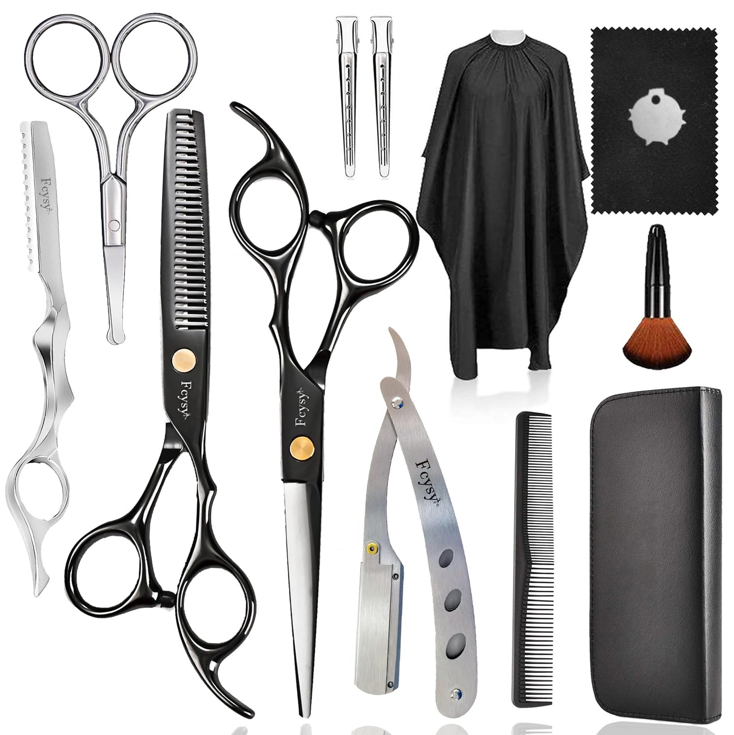 Hair Cutting Scissors Barber Shears Kit, Fcysy Capas De Barbero Profesional Hair Thinning Scissors for Haircutting, Haircut Scissors Blending Shears Eyebrow Hair Trimming Scissors Set for Men Women