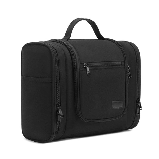 Pearl Angeli Hanging Toiletry Bag for Women, Large Makeup Cosmetic Bag, Water Resistant Toiletries Travel Essentials Organizer, Full-size Container, Black