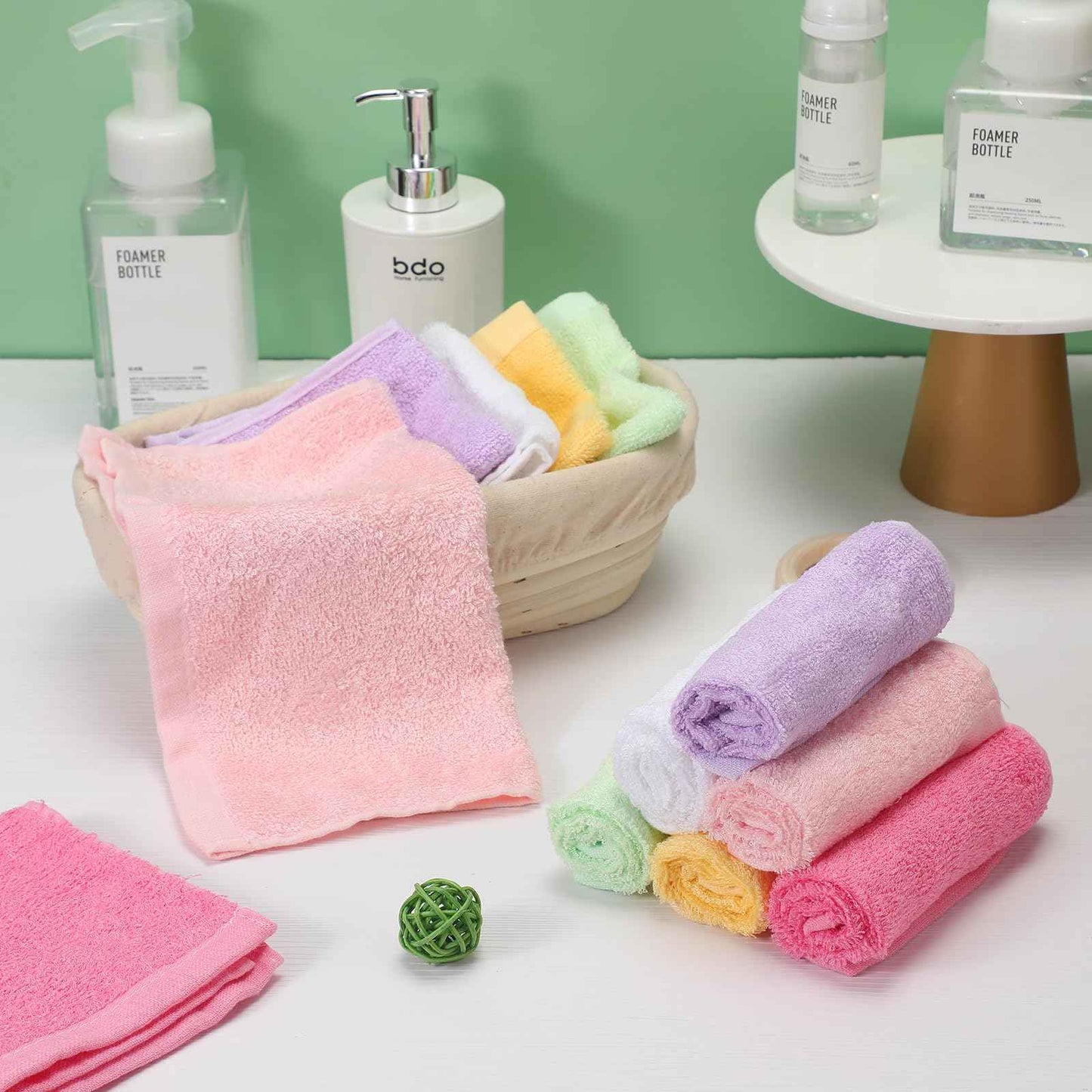 Newwiee 40 Pcs Wash Cloth Bulk Cotton Bath Hand Face Washcloths Soft Quick Drying Towel for Women Bathroom Washing Body Viscose Fiber Multipurpose Fingertip Rags(Multicolor,10 x 10 Inch)