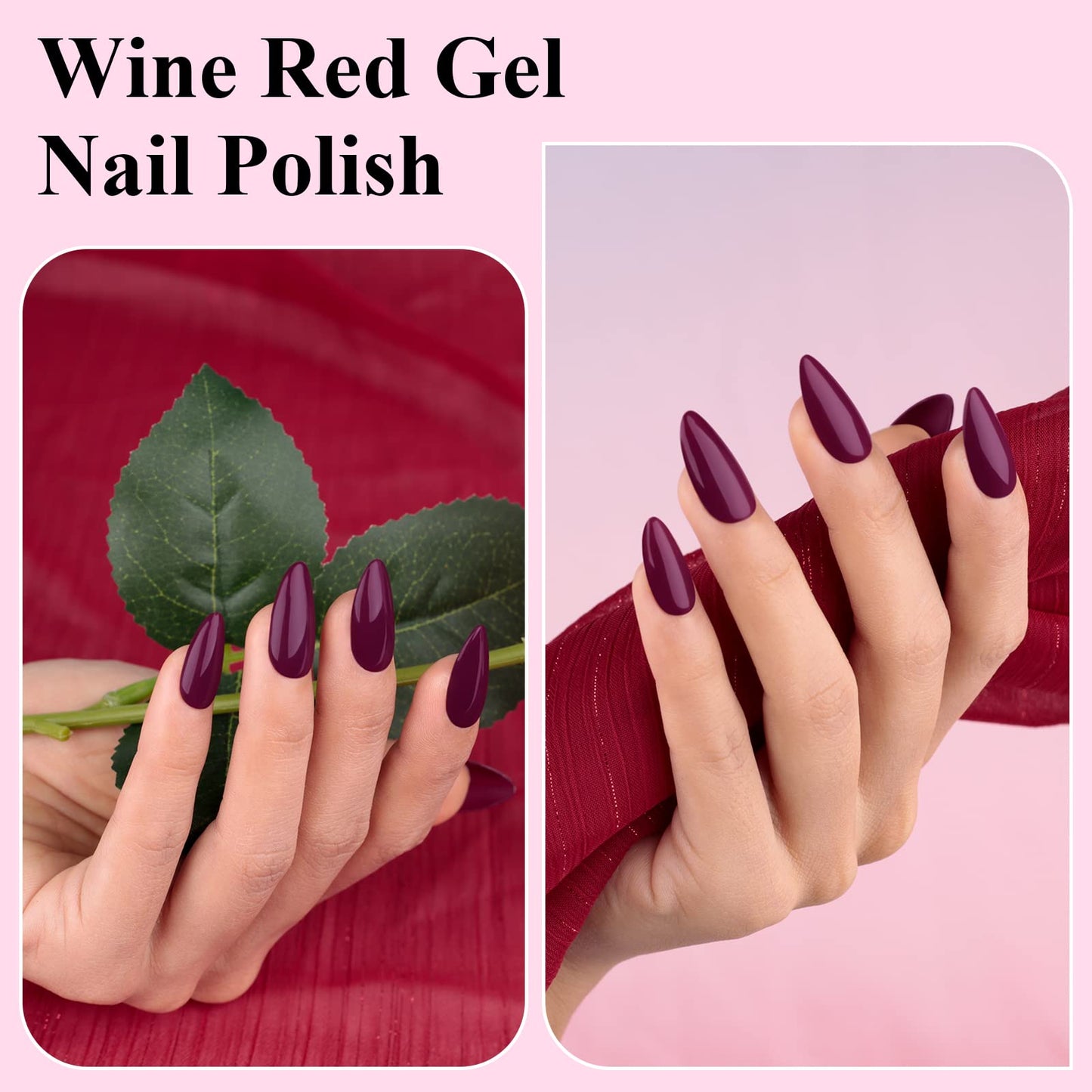 Imtiti Purple Gel Nail Polish, 1 Pcs 0.5 fl oz Burgundy Wine gel nail polish Color Soak Off Gel Polish Nail Art Manicure Salon DIY Nail Lamp Gel Nail Design Christmas Decoration