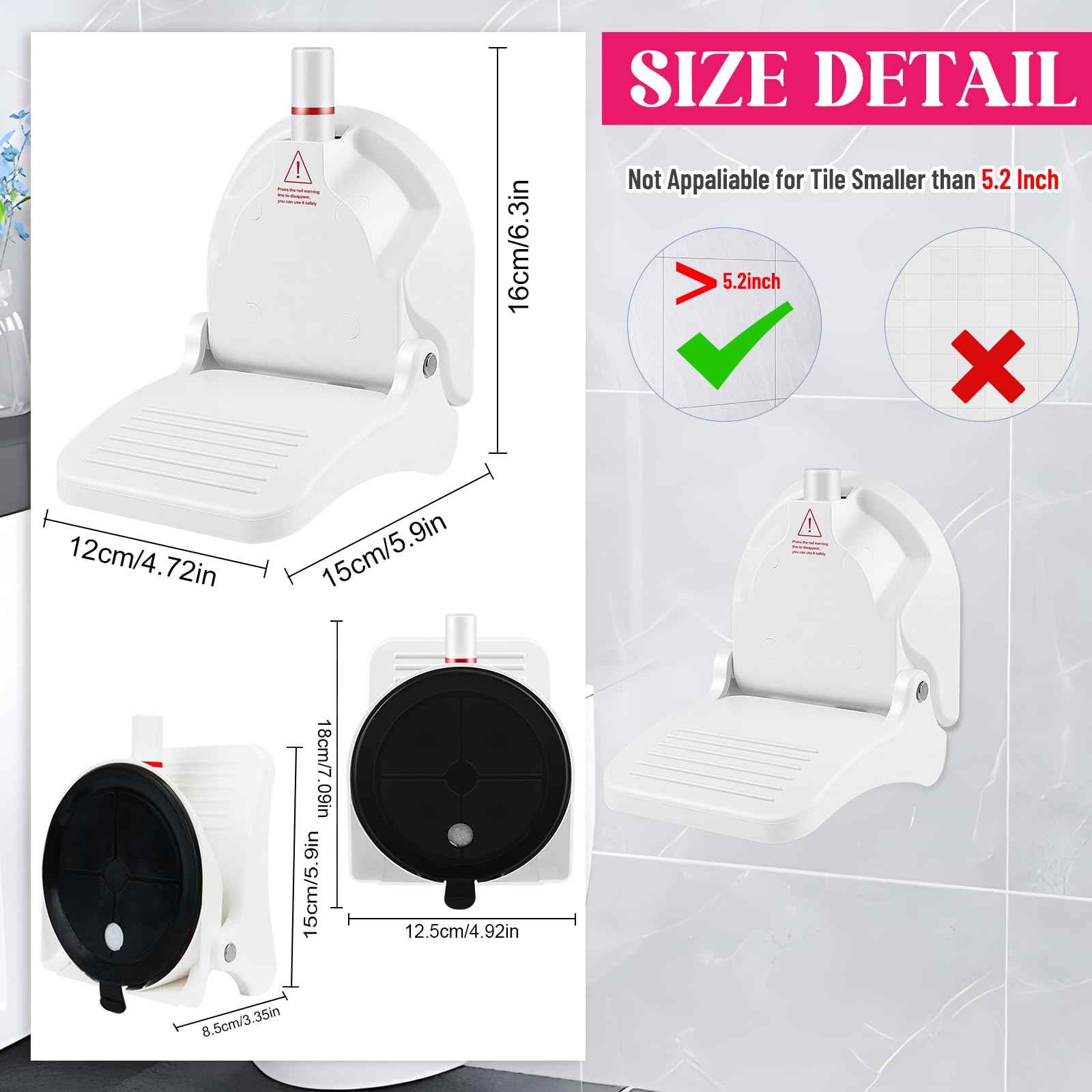 Foot Rest for Shower to Shave Legs, Foldable Shaving Step for Inside Shower, Suction Cup Shower Foot Rest