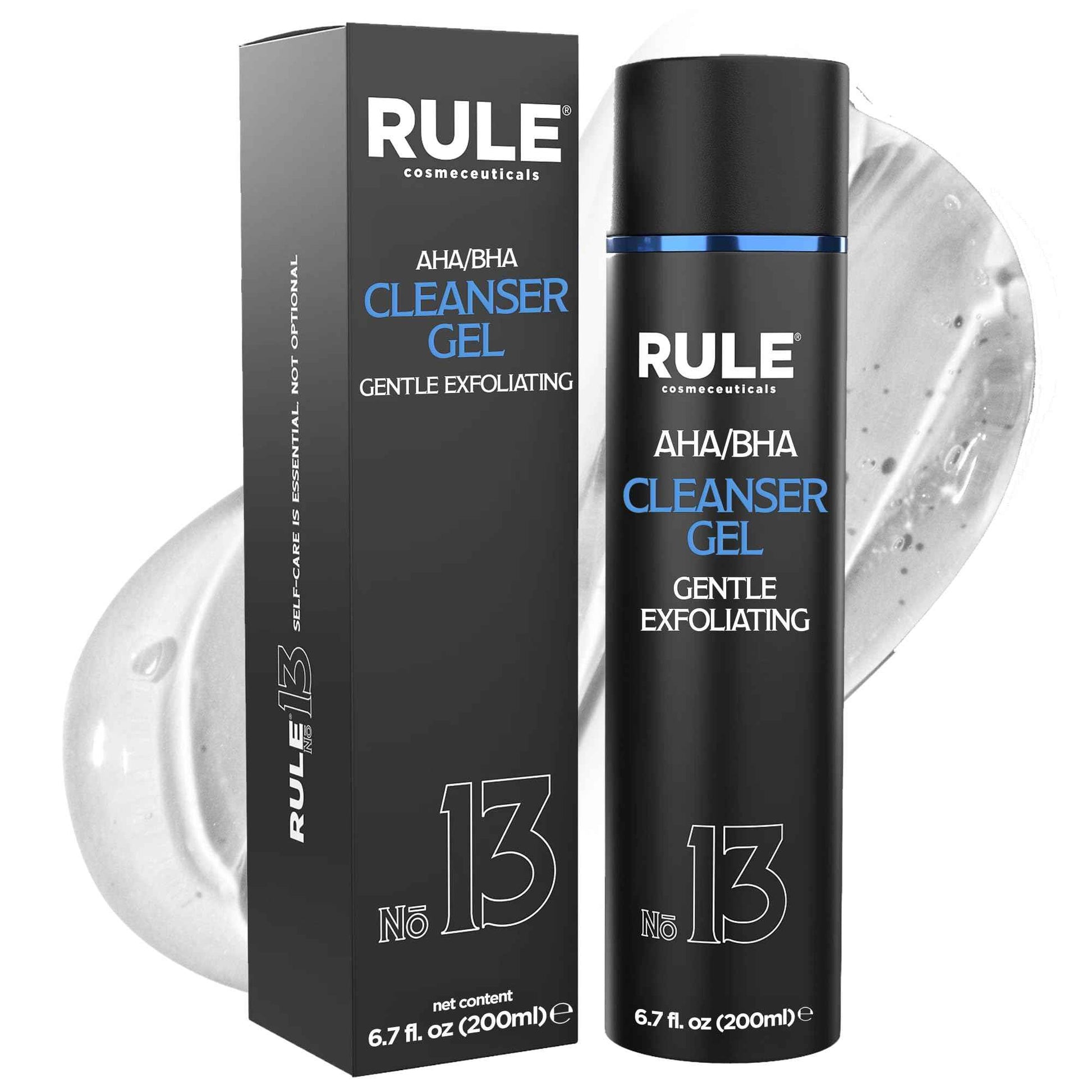 RULE COSMECEUTICALS - No.13 AHA BHA Cleanser, Exfoliating Face Wash for Smooth Skin & Pores, Gentle Facial Exfoliator for Redness & Blackheads, Hydrating pH-Balanced Gel, Oily & Sensitive Skin, 200 mL