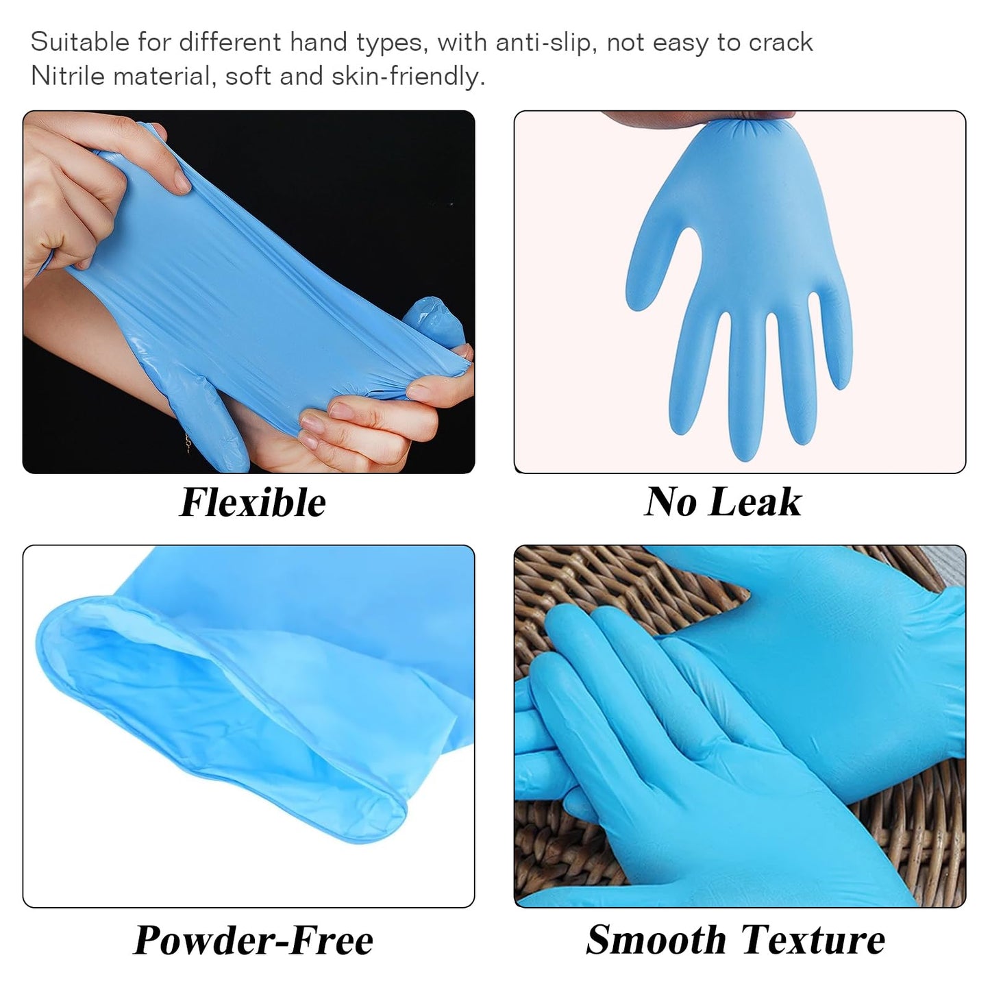 GoLashFun Disposable Nail Gloves M,100PCS Blue Non-latex Disposable Nitrile Gloves Powder Free Medium Gloves for Nail Art Tools,Nails Salon Accessories Supply