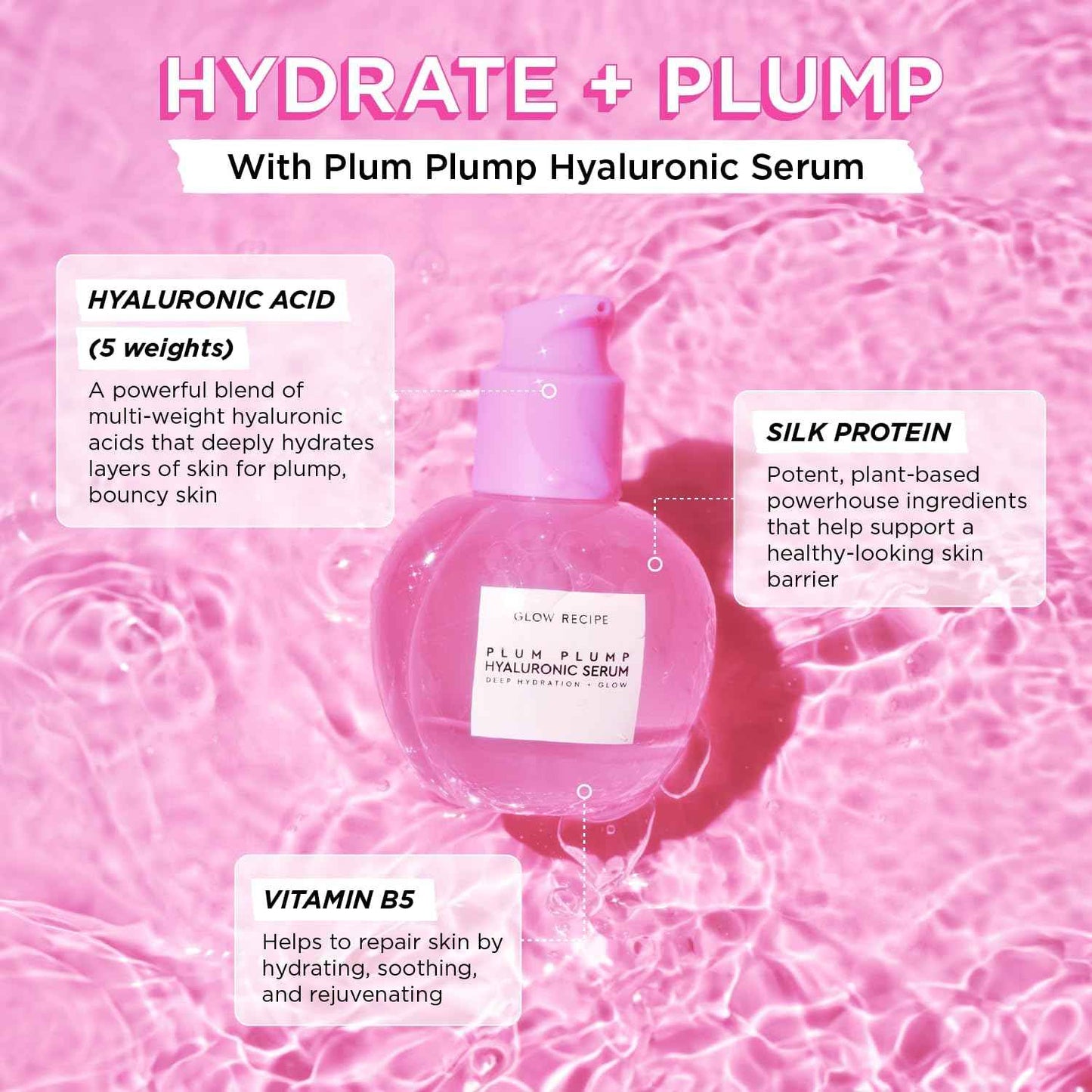Glow Recipe Hydration Vacation Skincare Set - Plum Plump Hyaluronic Acid Moisturizer + Face Serum - Made with Antioxidant Plum & Vitamin B5 to Repair Skin Barrier and Improve Hydration (2 Count)