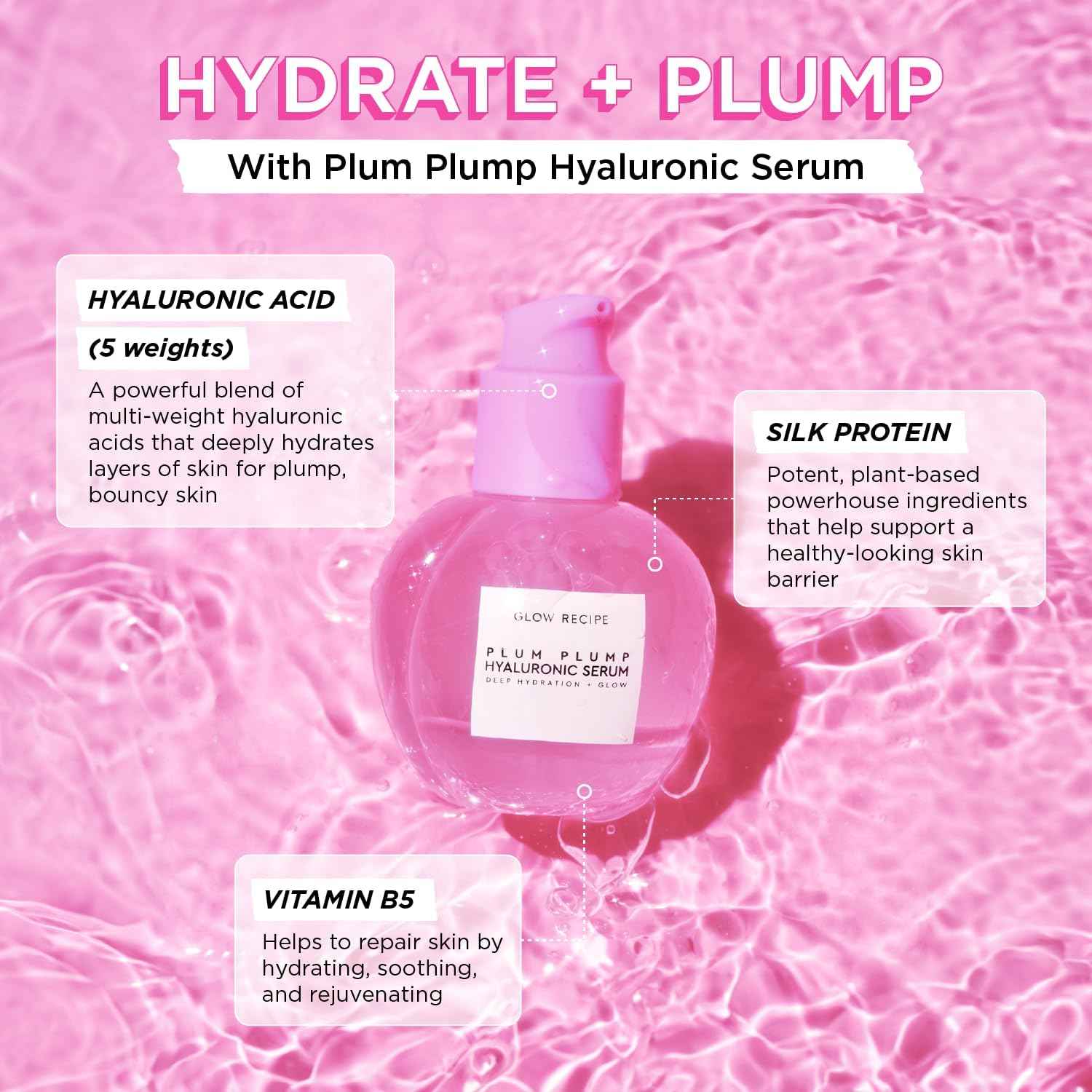 Glow Recipe Hydration Vacation Skincare Set - Plum Plump Hyaluronic Acid Moisturizer + Face Serum - Made with Antioxidant Plum & Vitamin B5 to Repair Skin Barrier and Improve Hydration (2 Count)