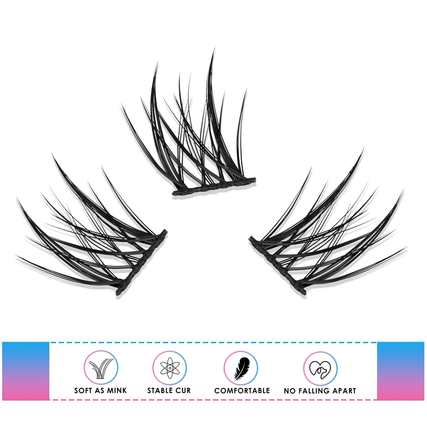 LANKIZ C+D Lash Clusters, 154pcs Individual Lashes for DIY Lash Extensions, Wispy Cluster Lashes, 10-16mm Mix Length Cluster Eyelash Extensions, Soft & Natural Lashes