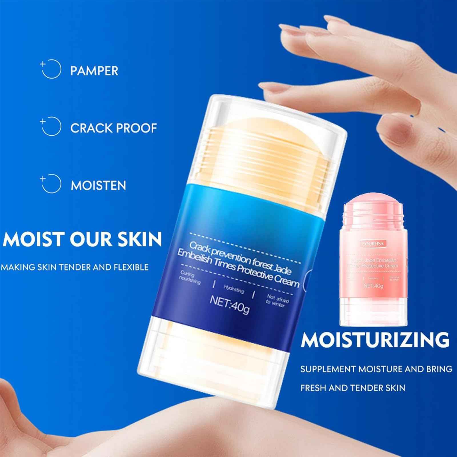 Awjsde Crack Feet Prevention Stick, Foot Care Cream, Anti Cracked Foot Balm, Softening and Nourishing Creams for Dry, Remove Dead Skin and Moisturize Dry Skin (BLUE+PINK)