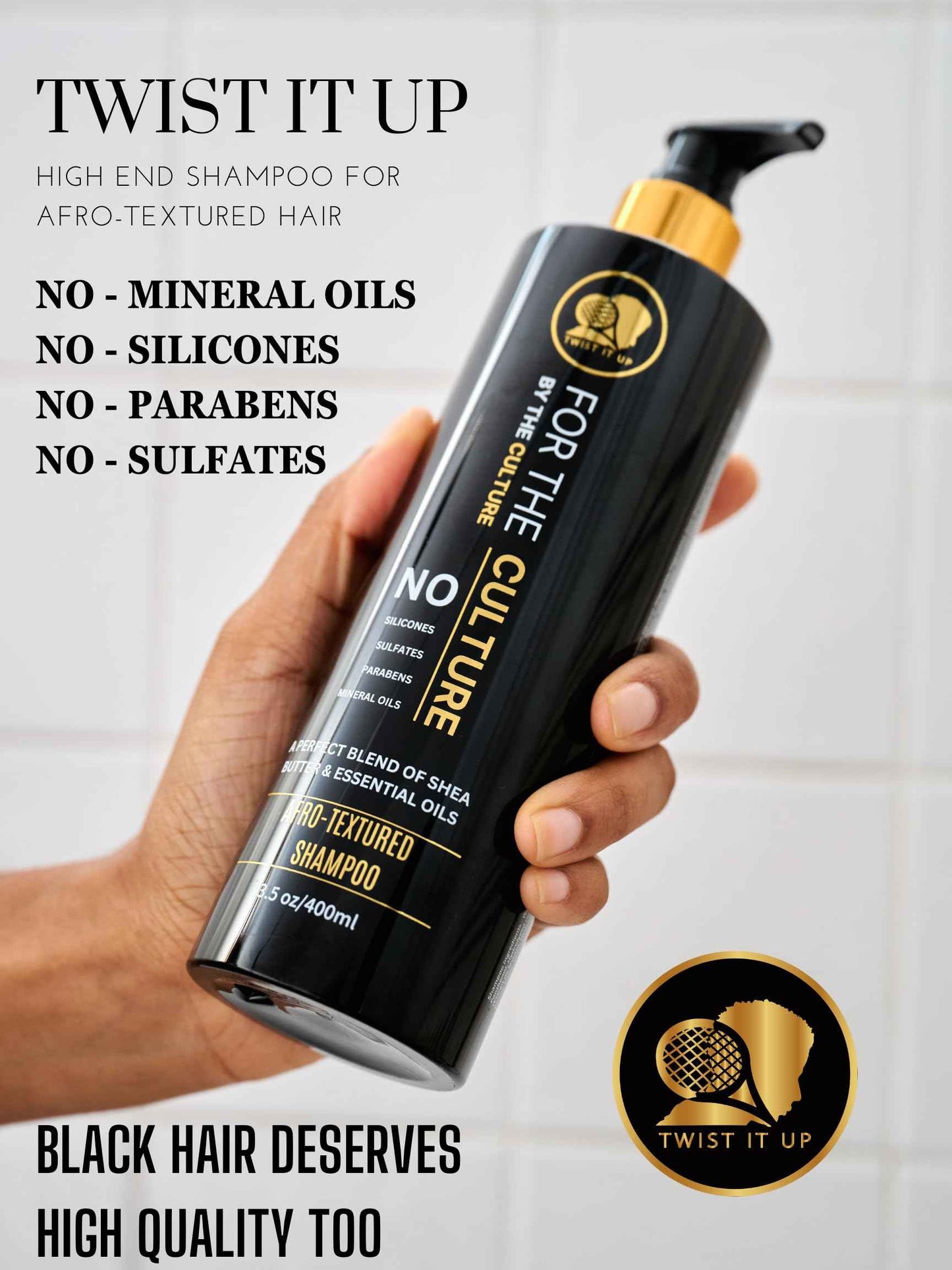 Twist It Up New Gold Standard Shampoo & Conditioner Set, Over 20 Natural Ingredients, Sulfate & Paraben-Free, Silicone-Free, Moisturizing, Hydrating, for Afro-Textured Hair