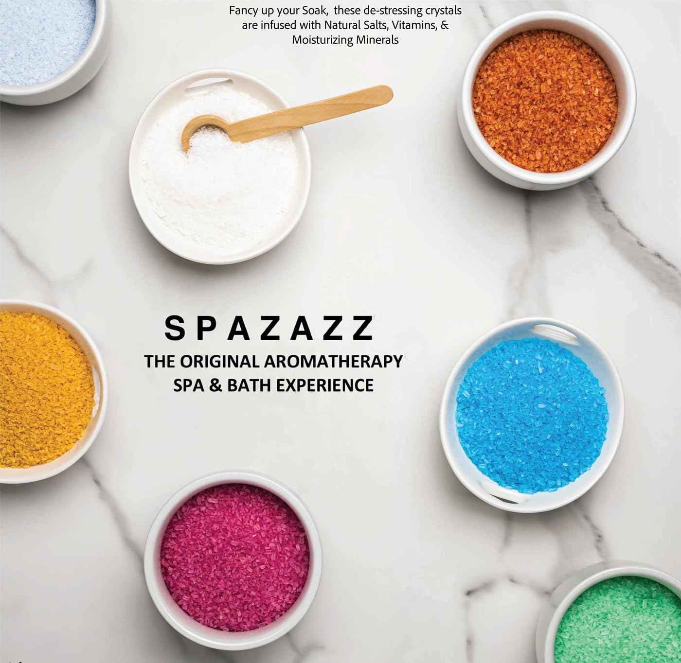 Spazazz RX Therapy Hot Tub Spa and Bath Aromatherapy Salt Crystals 4oz 8 Pack Sample Bundle Includes Muscle - Joint - Detox - Stress - Respiratory - Sport -Sleep - Energy. Great for Muscles & Joints